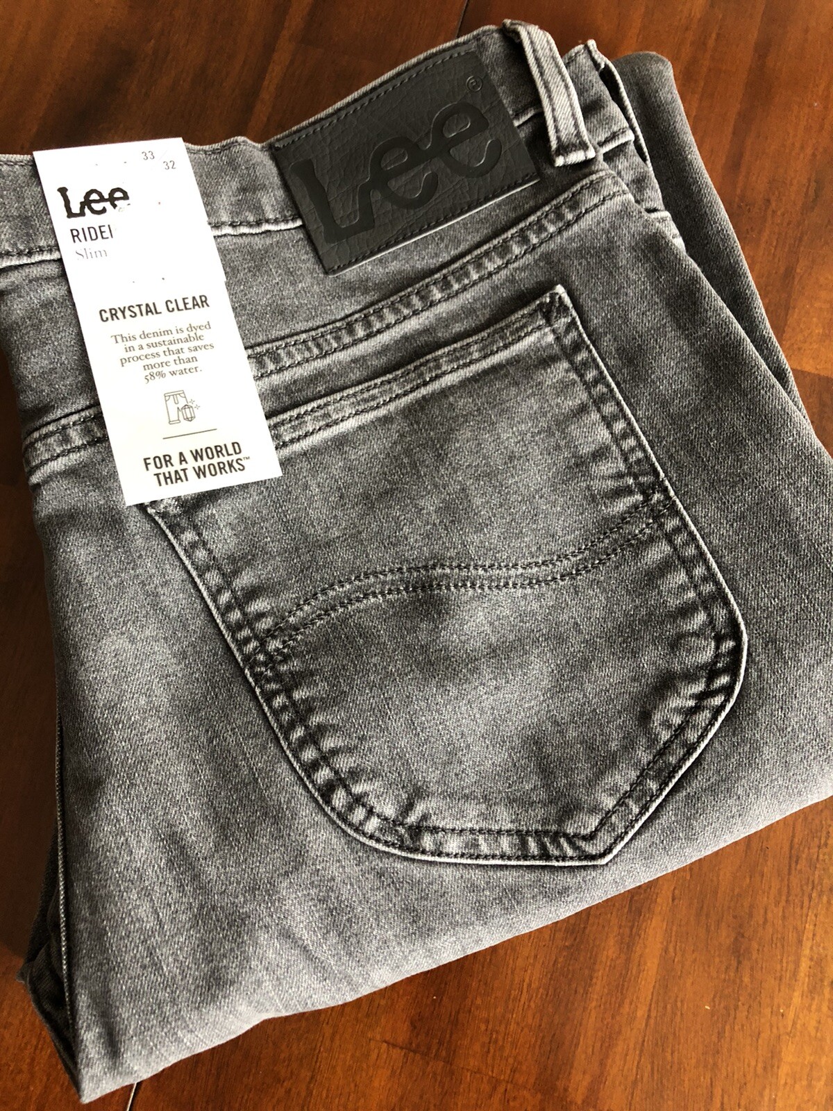 LEE Rider 33/32 Men Jeans Cotton Blend Stretch Slim Denim Washed (W33L32)$195