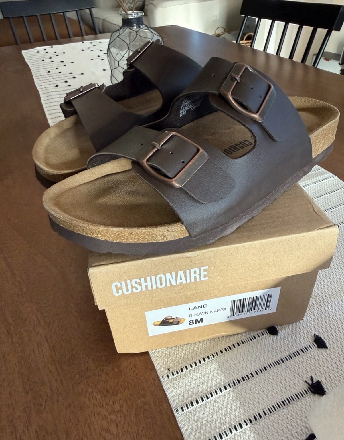 NEW CUSHIONAIRE Lane Cork Footbed Sandals for Women–Comfortable Double Size 8