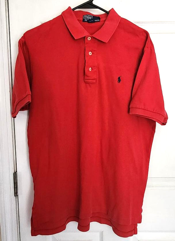 Men’s Red Polo Ralph Lauren Short Sleeve Shirt with Black Pony, Medium