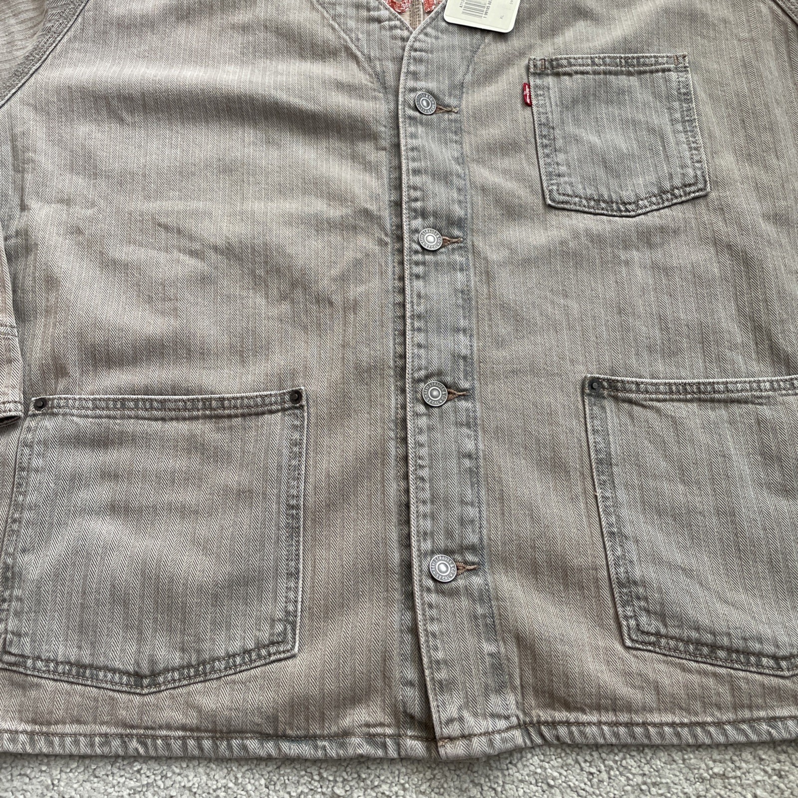 Levis Union Engineers Coat Beige Denim Cardigan Relaxed Fit 71390006 Men’s Sz L