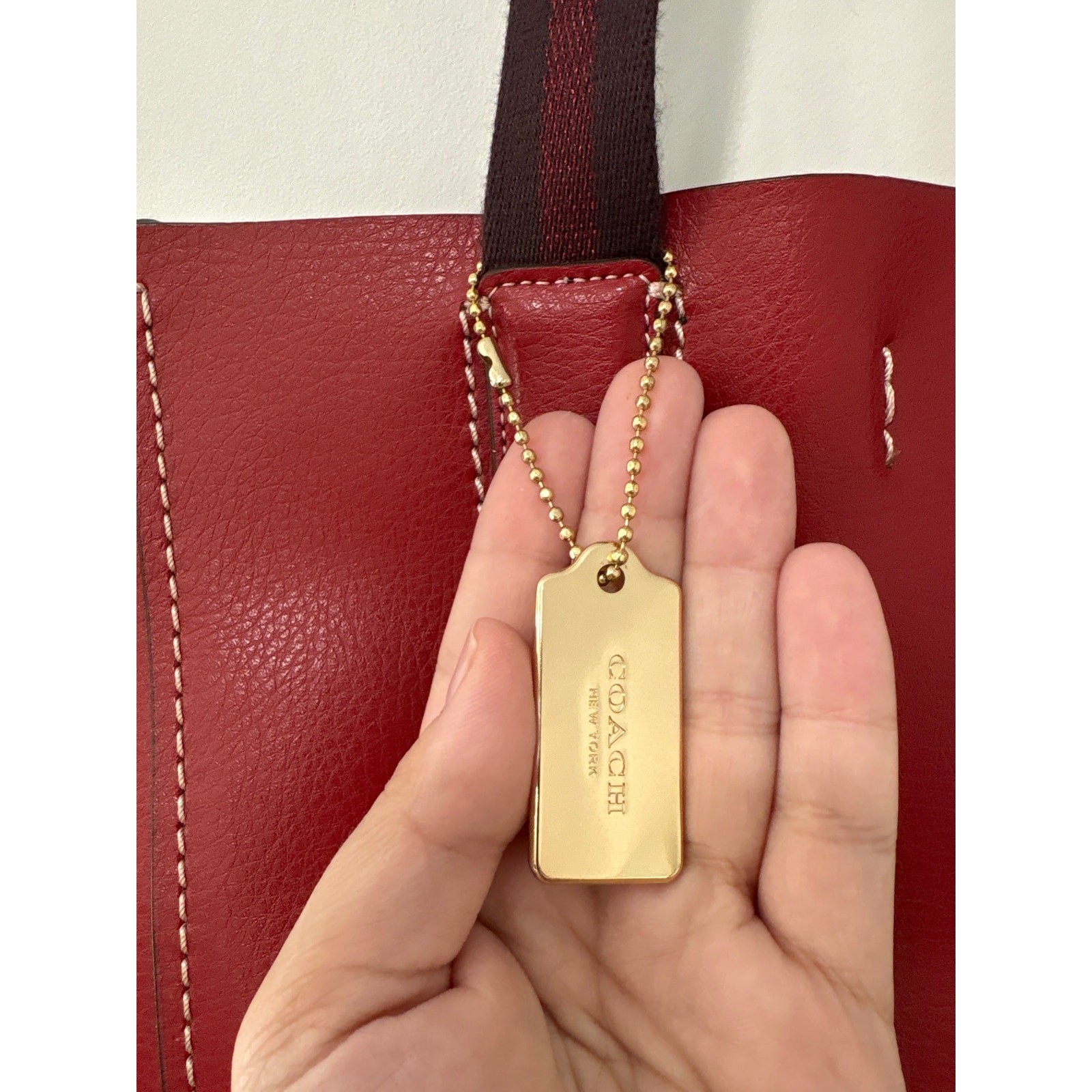 Coach Leather Derby Tote Bag Red