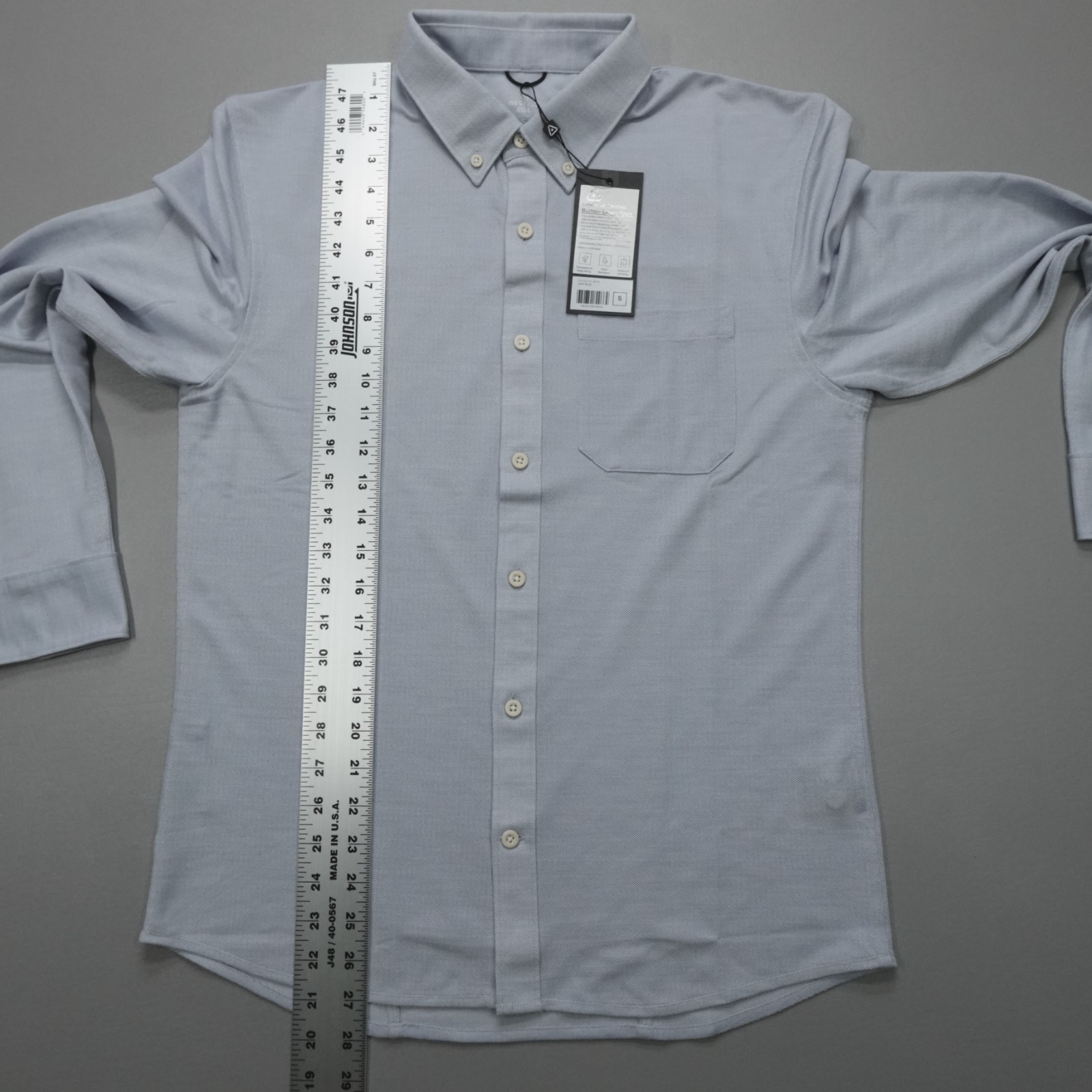 Western Rise SLIM FIT Limitless Merino Wool Button Down Shirt Wicking Light Blue