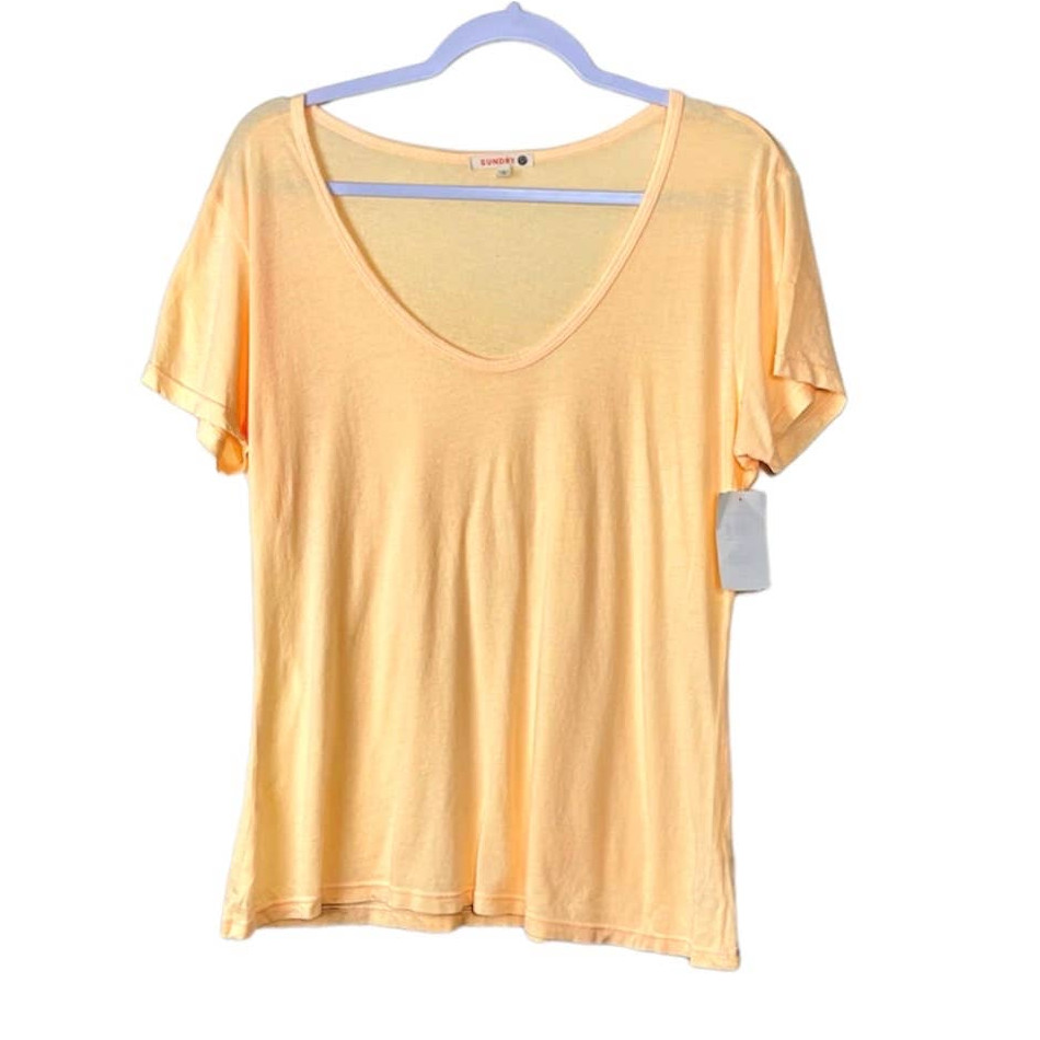 Sundry Peach Deep U Neck Short Sleeve T-Shirt NWT Women Size 2 Medium
