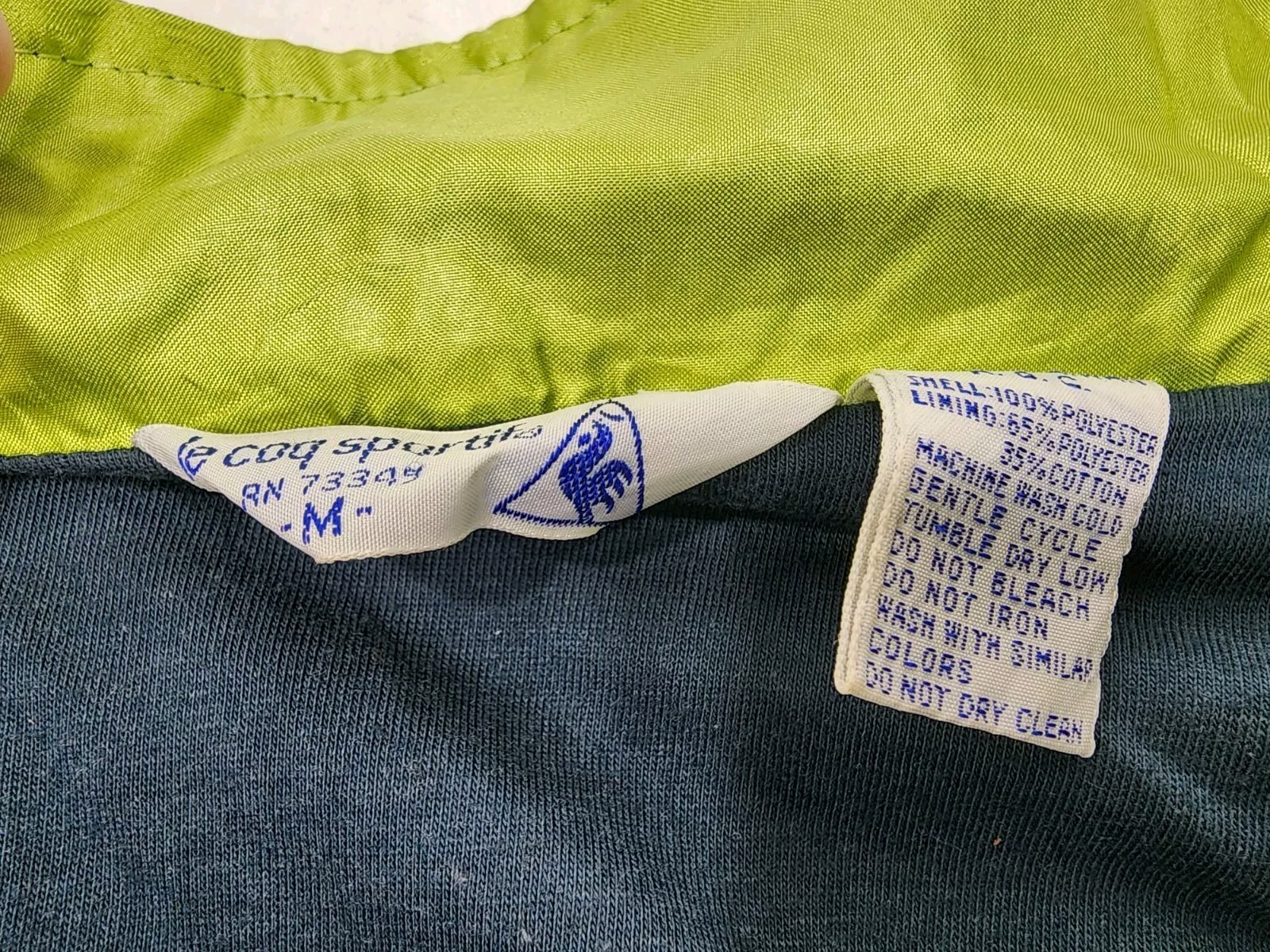 Vintage Le Coq Sportif Full Zip Lined Windbreaker Jacket Navy Size Med