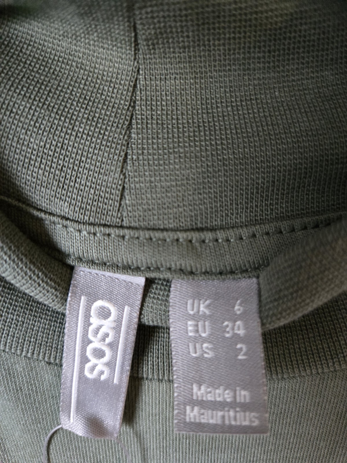 ASOS Brave Soul Petite Lizzie High Neck Smock Dress Khaki Green US 2 100% cotton