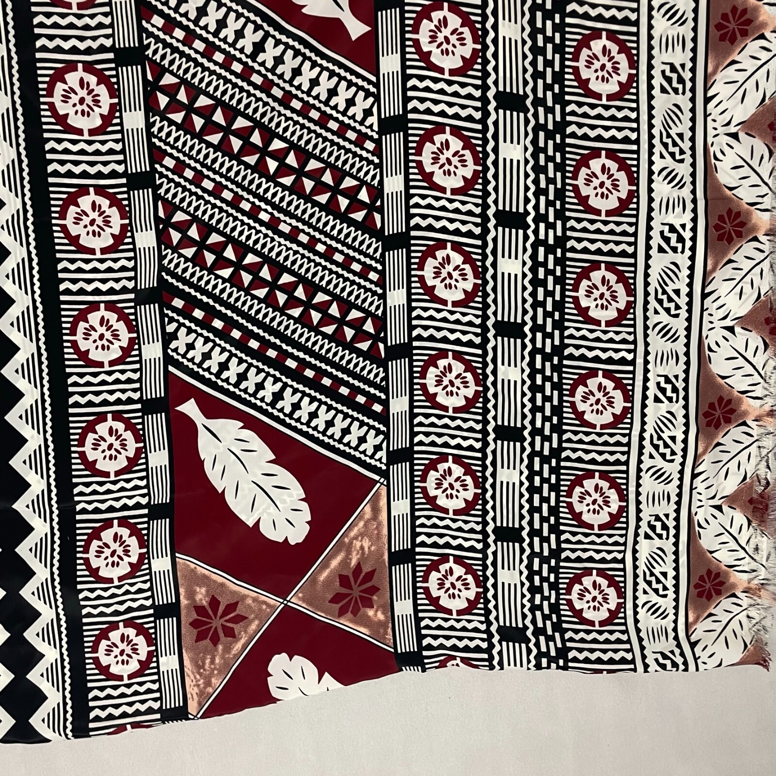 Women’s Tribal Design Satin Smooth Feel Oblong Scarf 68X44
