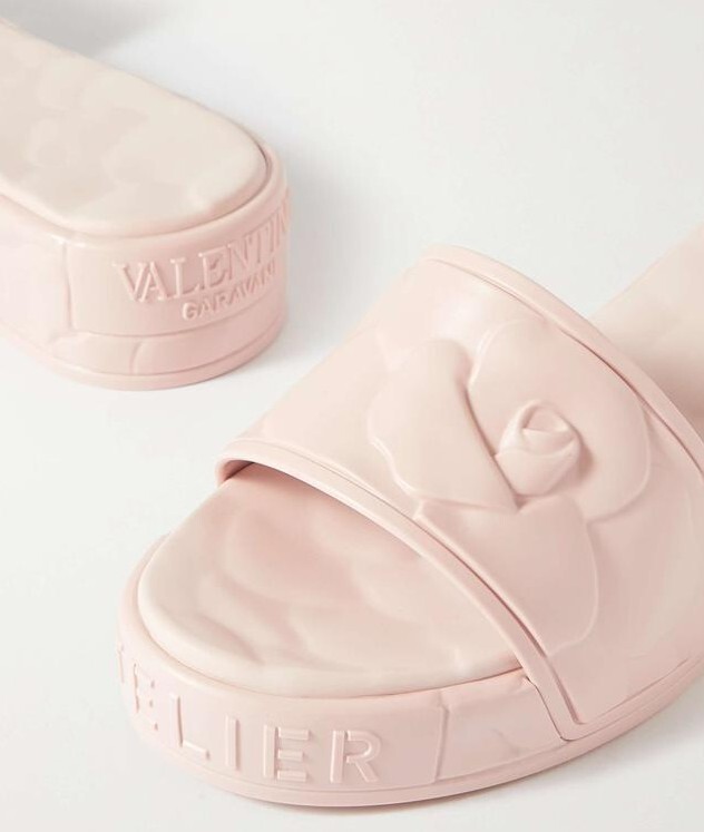 NEW Valentino Platform Sculpted Poolside Mules Slides Rose Pink 37 38 39 40 41