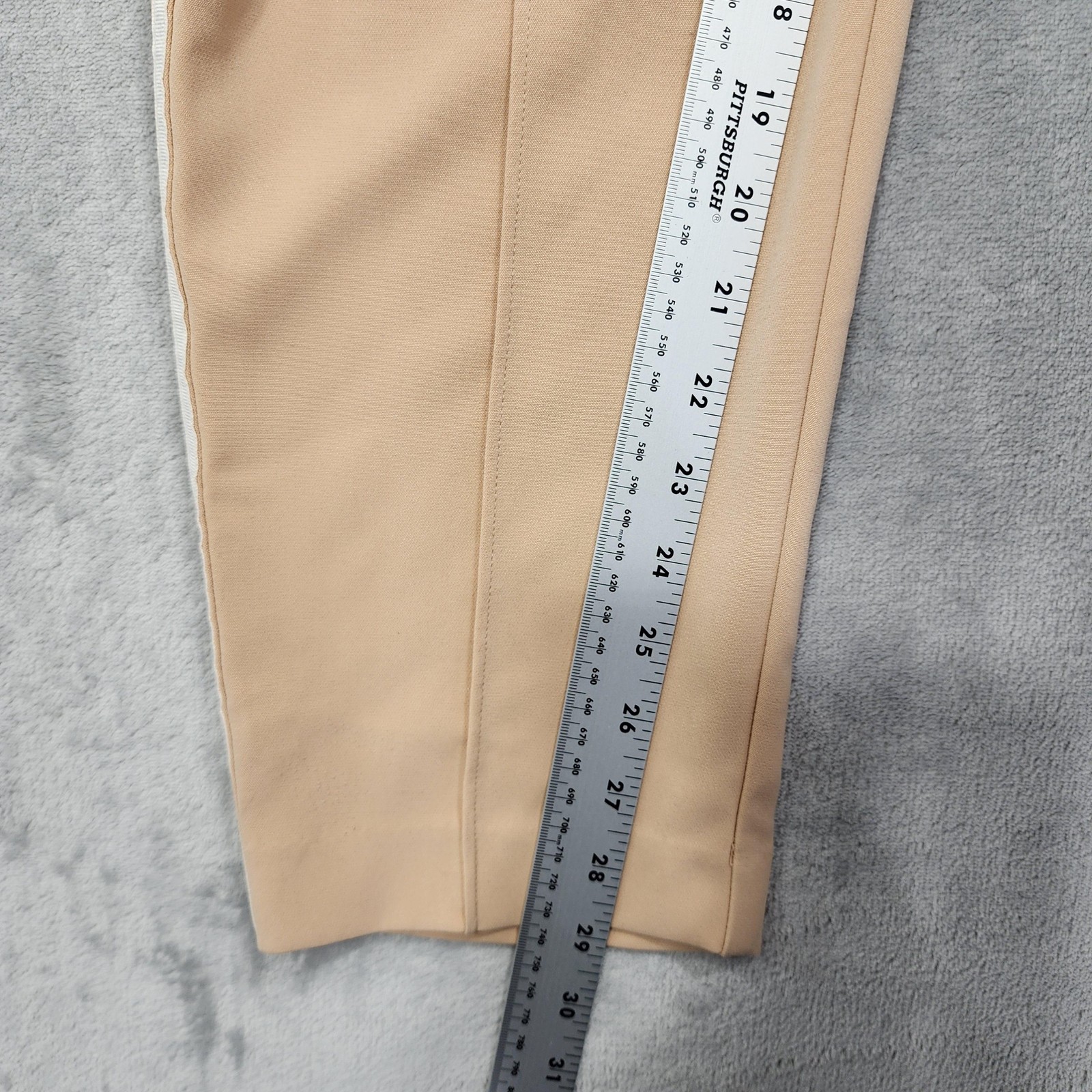 Nine West Pants Womens 12 Beige Side Striped Slim Straight Tapered Ankle Preppy