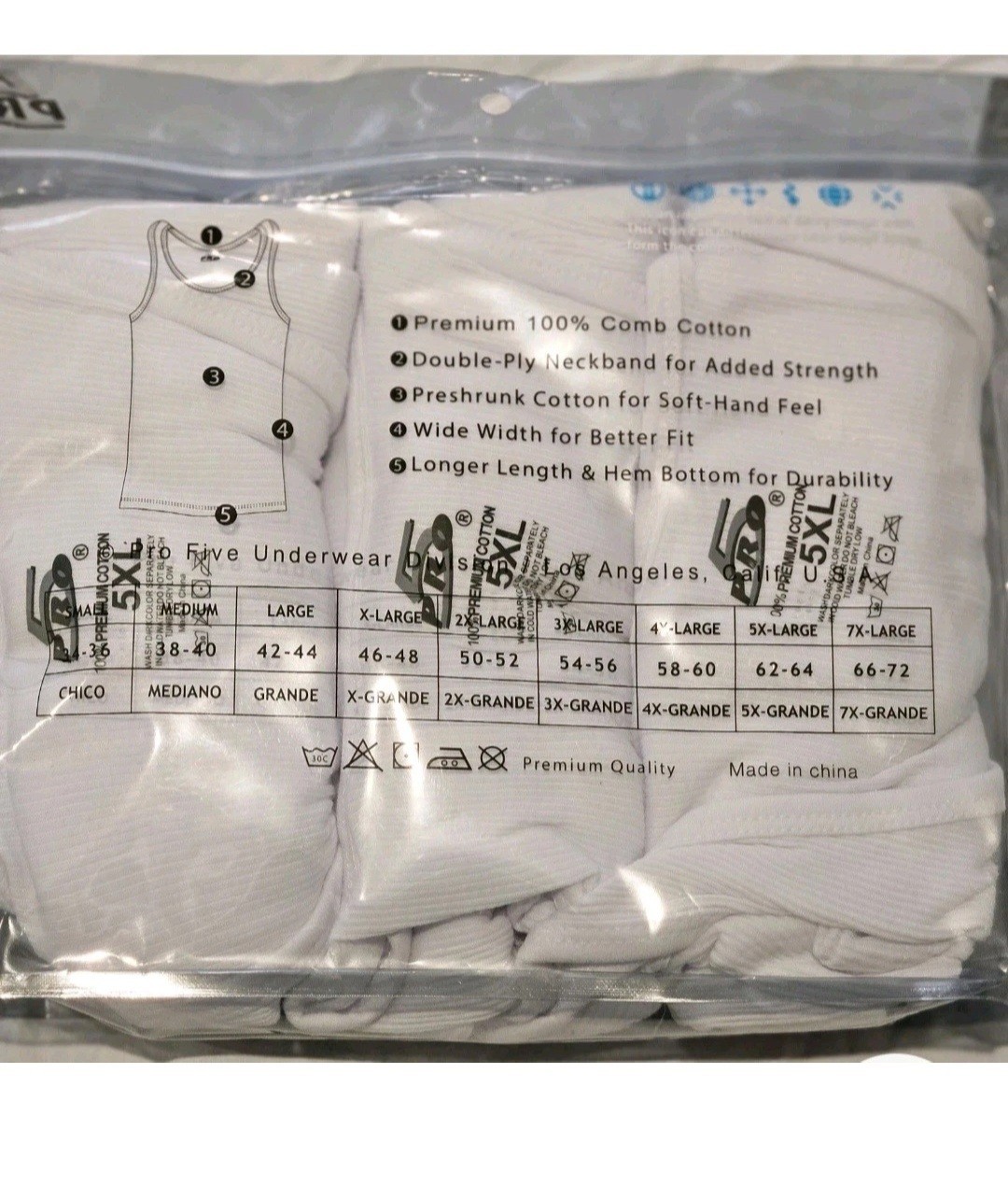 3 PACK PRO 5 MENS A-SHIRTS COTTON UNDER SHIRT WIFE BEATER S-5XL