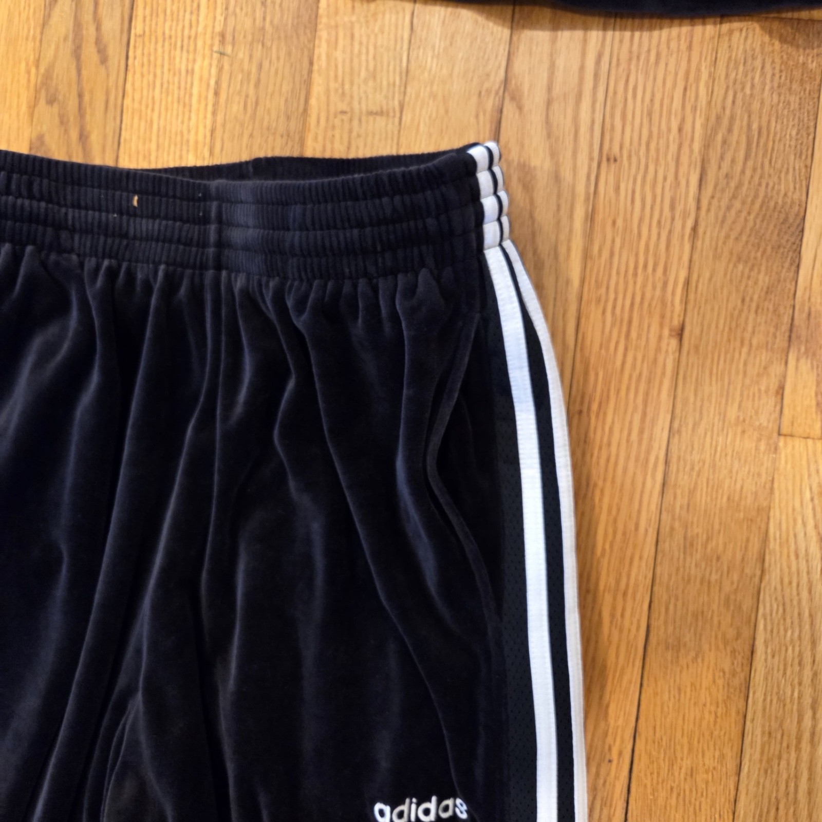 Vintage Men Adidas Black & White Velour Sweatsuit Tracksuit Velvelt NWT S M L