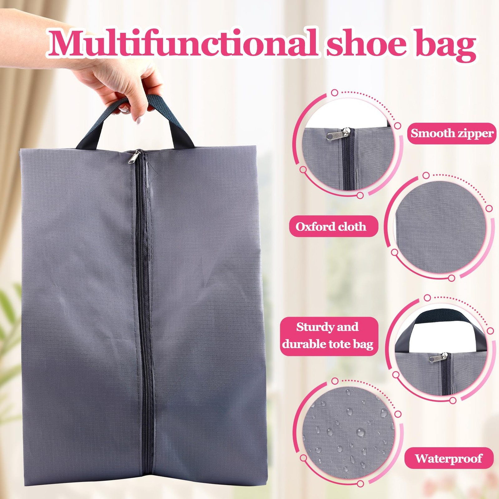 Enjamyo 6 Pcs Travel Shoe Bags Set with Zipper and Handle, 36*27, colorful