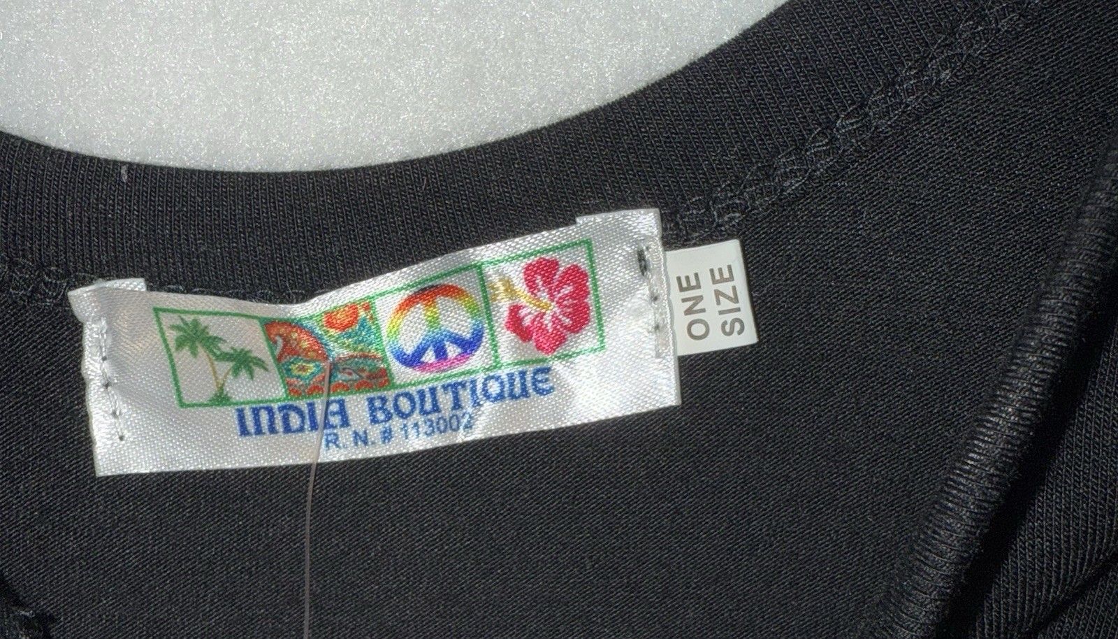 INDIA BOUTIQUE Black Tank Top With Palm Trees Woman’s One Size Fits All