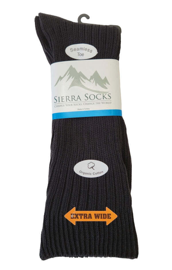 Men’s Organic Ribbed Cotton Crew Socks, Classic Colors with Wide Cuff for Dad