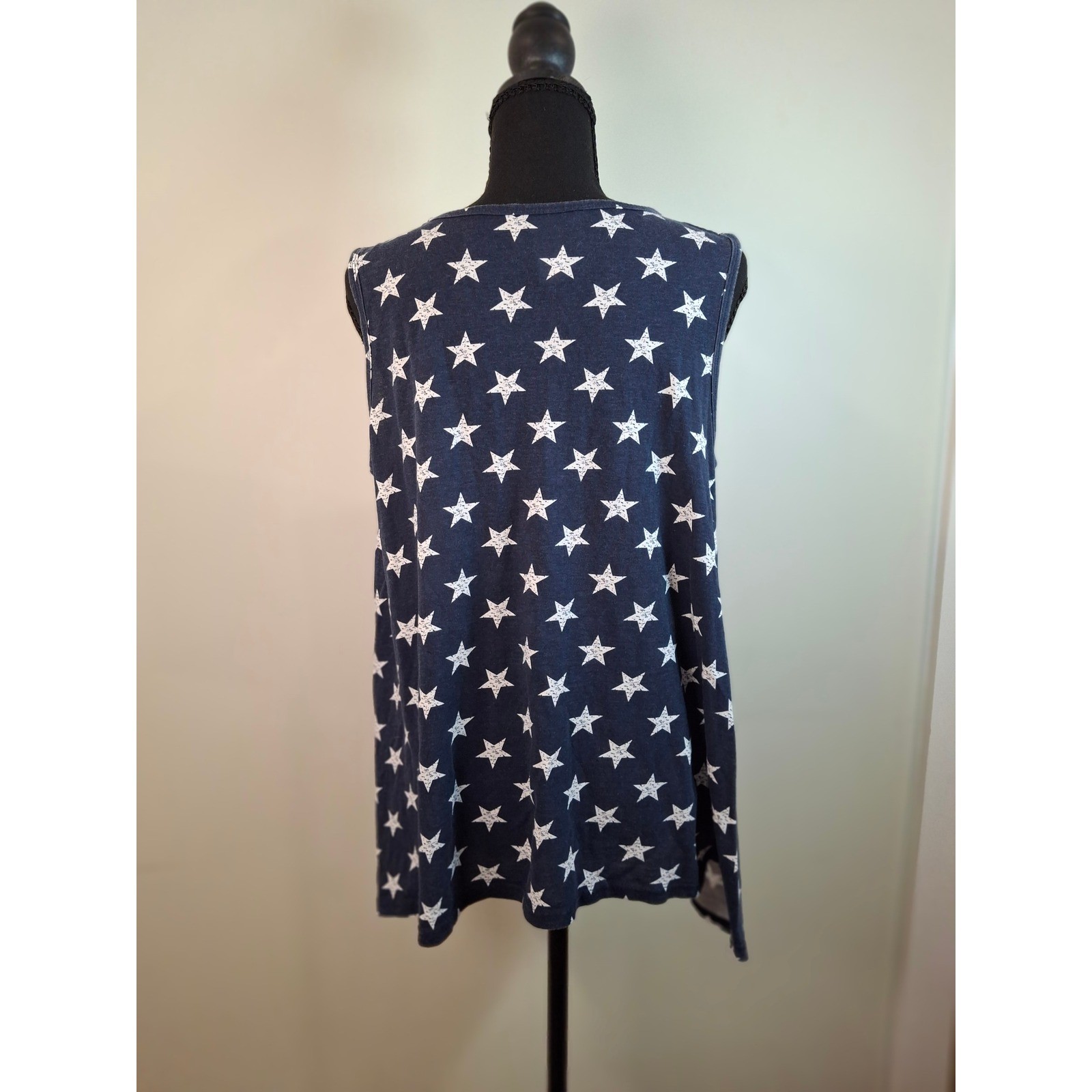 Metropolitan Womens American Flag Tank Top Medium Patriotic Stars Stripes Cotton