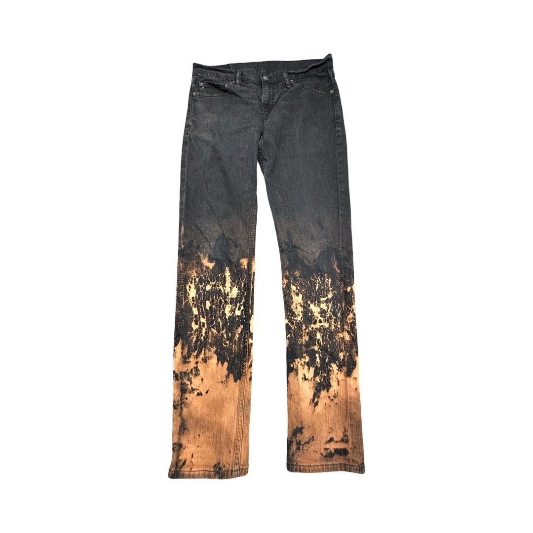 Levi’s Jeans Mens W32 L32 Black 511 Slim Fit Bleach Dip Dye Custom Punk Grunge