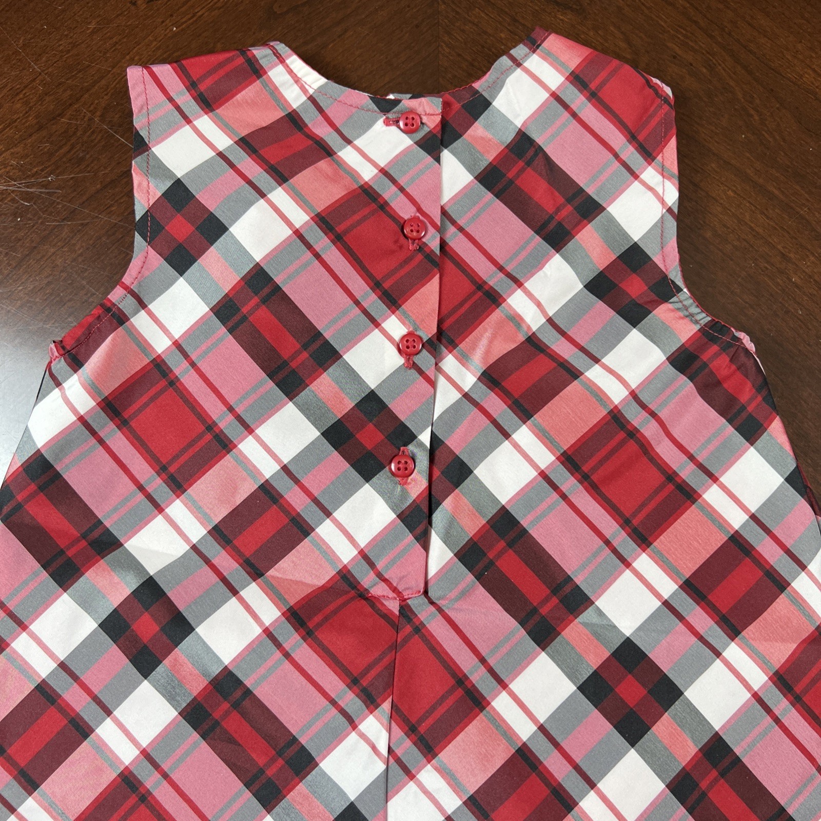 Carter’s Girls Size 6 Red Plaid Taffeta Holiday Dress Christmas Velvet Trim