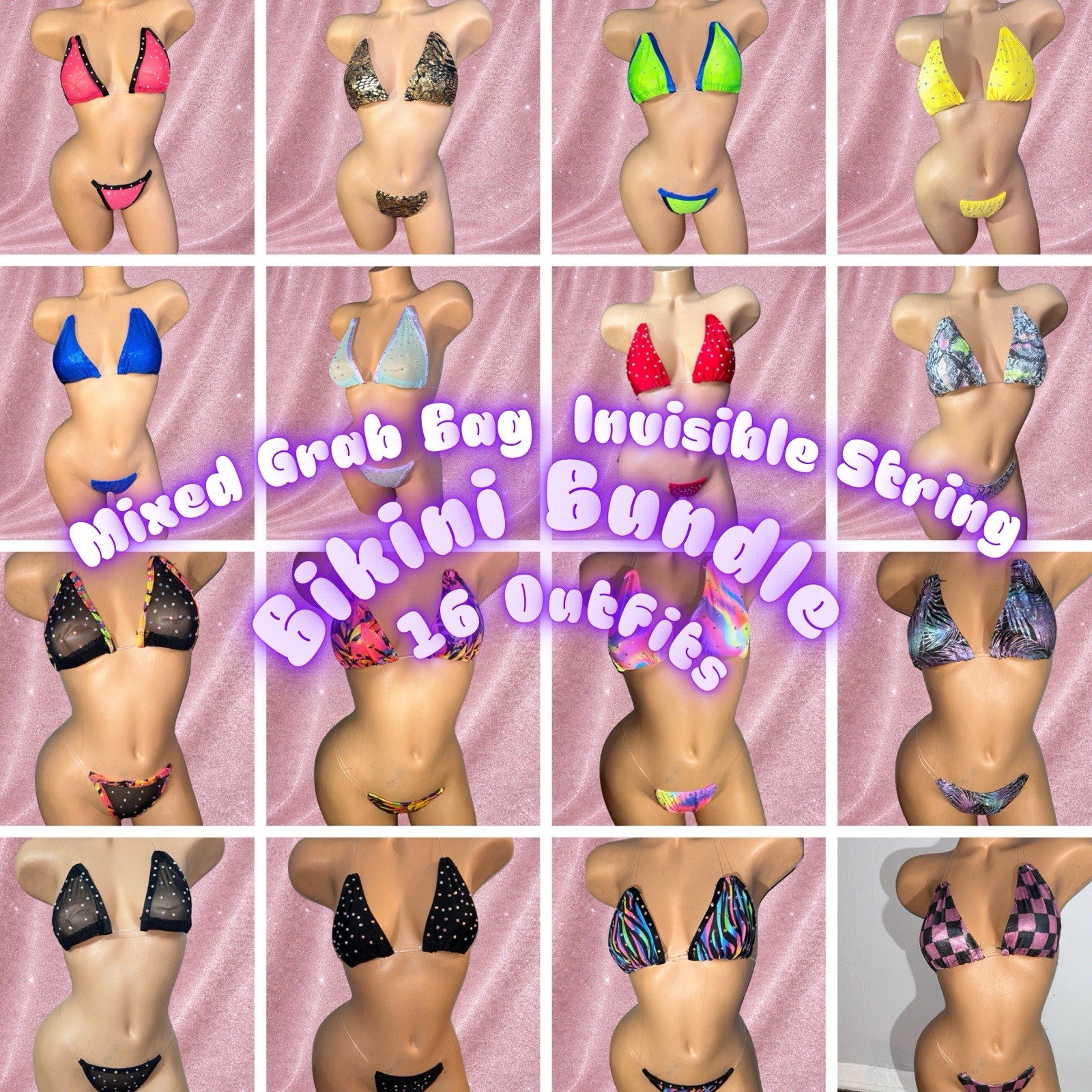 Exotic Dancewear Bikini Mixed Grab Bag Bundle Lot Of 16 Outfits