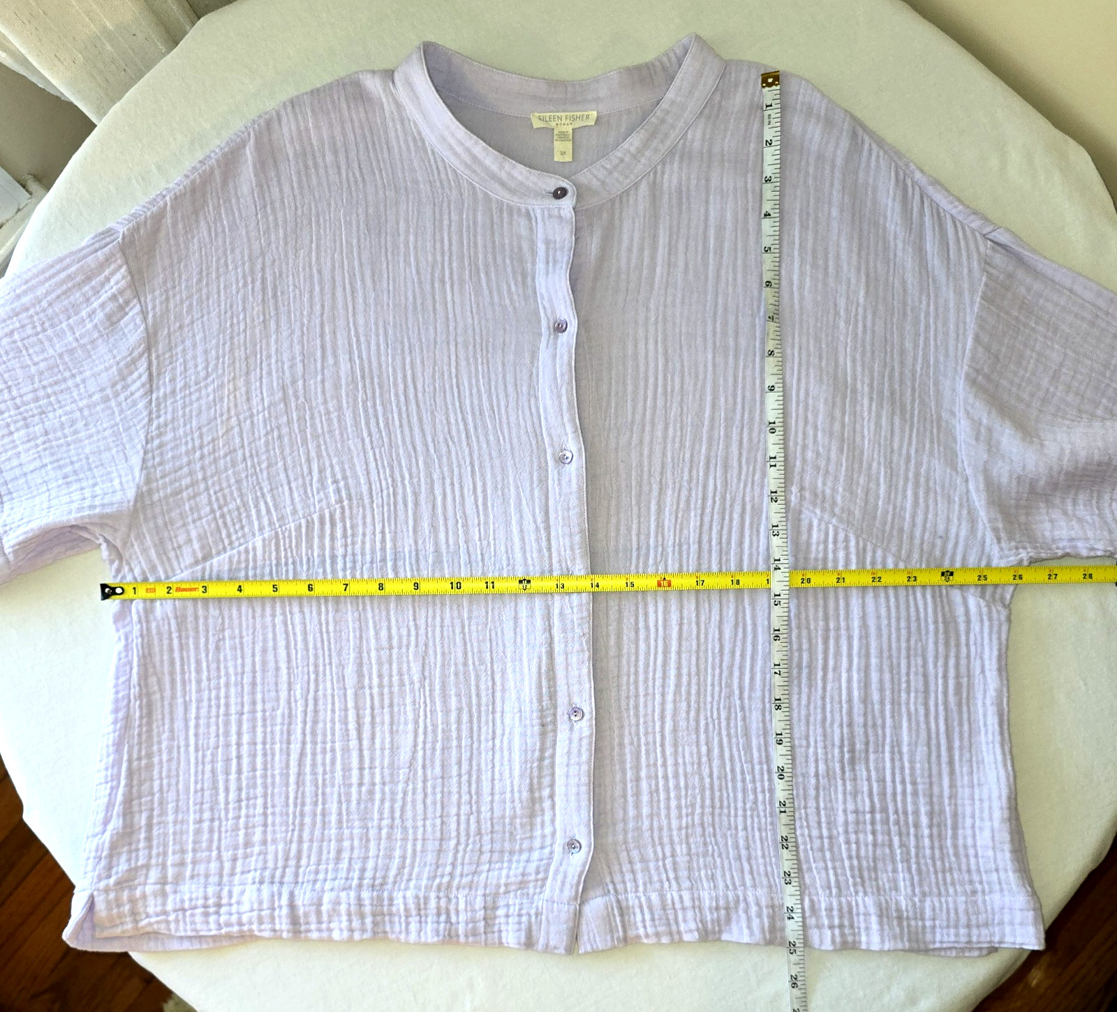 Eileen Fisher Box Top Mallow Organic Cotton Lofty Gauze 2X Coastal Grandma Shirt