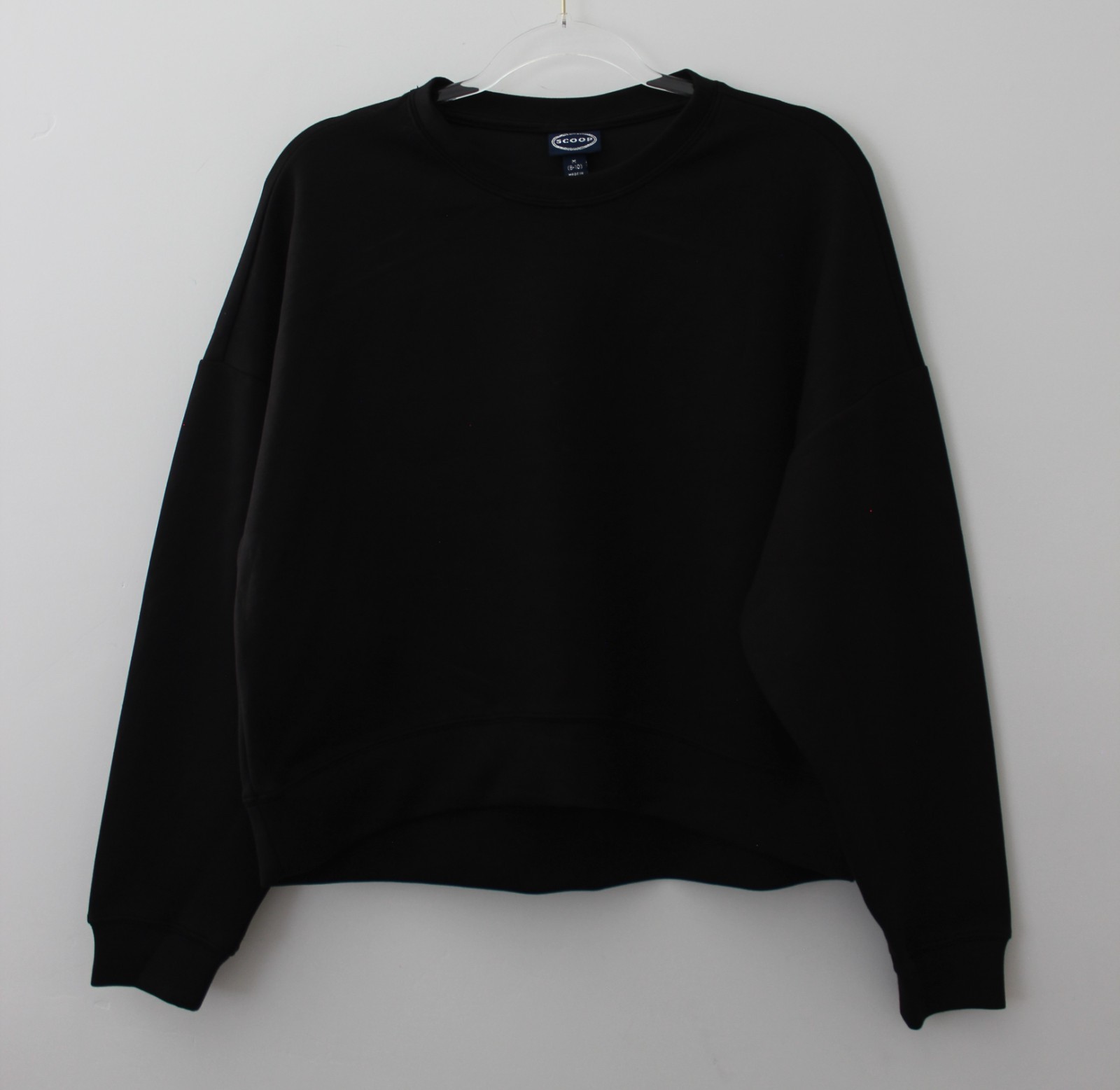 Scoop Womens Scubaknit Cropped Sweatshirt Multisize Black NWT