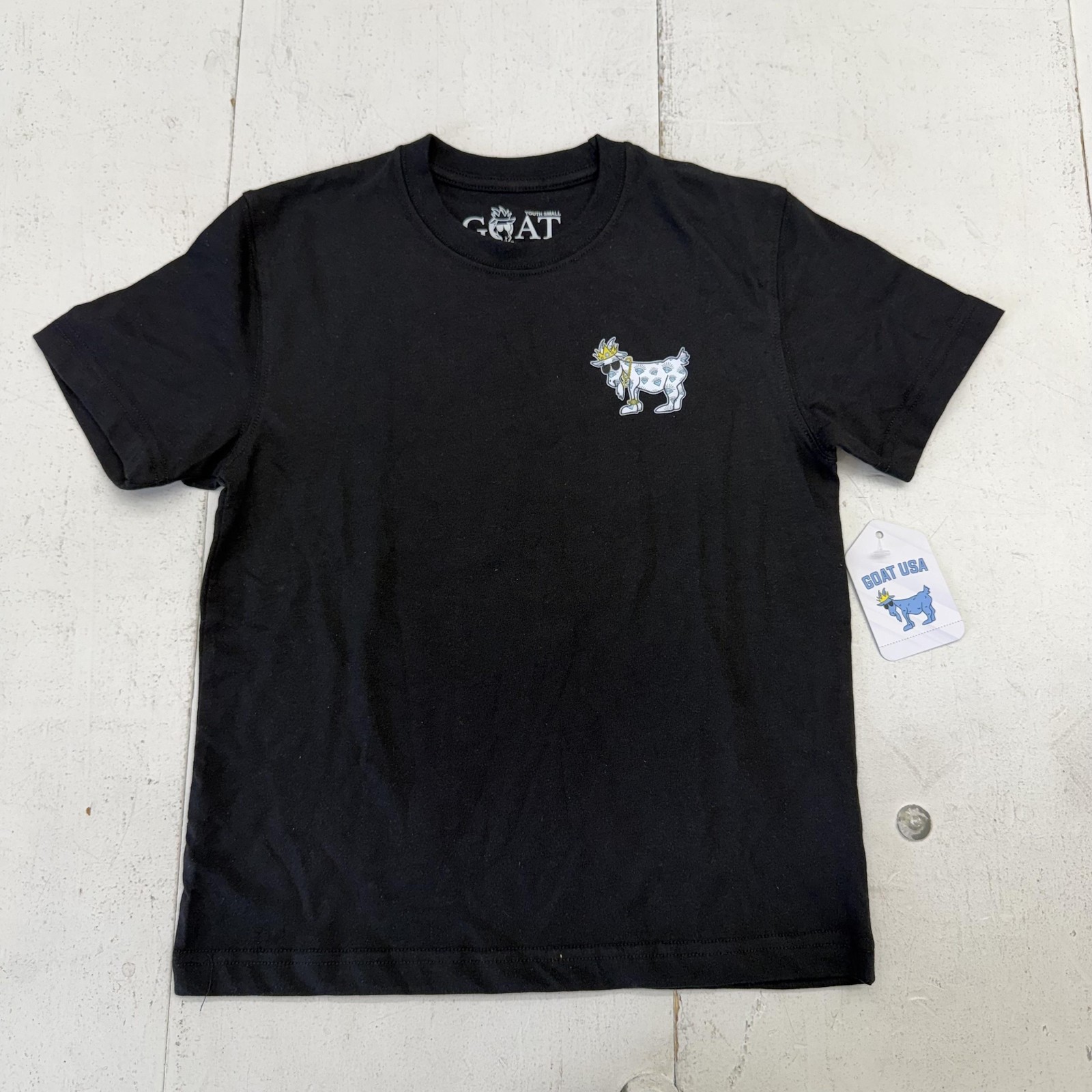 GOAT USA Shirt Youth Small Black Diamond Goat Graphic Short Sleeve Tee Crewneck