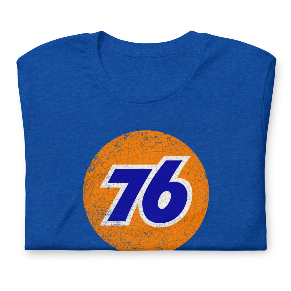 76 Oil Vintage Style Gas Graphic Tee Royal Heather Short-Sleeve Unisex T-Shirt