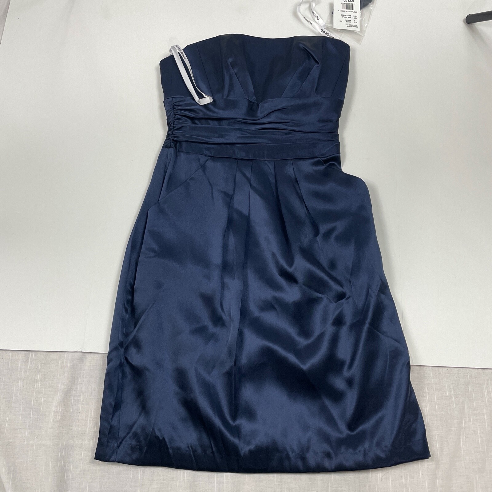 David’s Bridal Dark Blue Marine Dress Size 2 Strapless Charm Short NWT