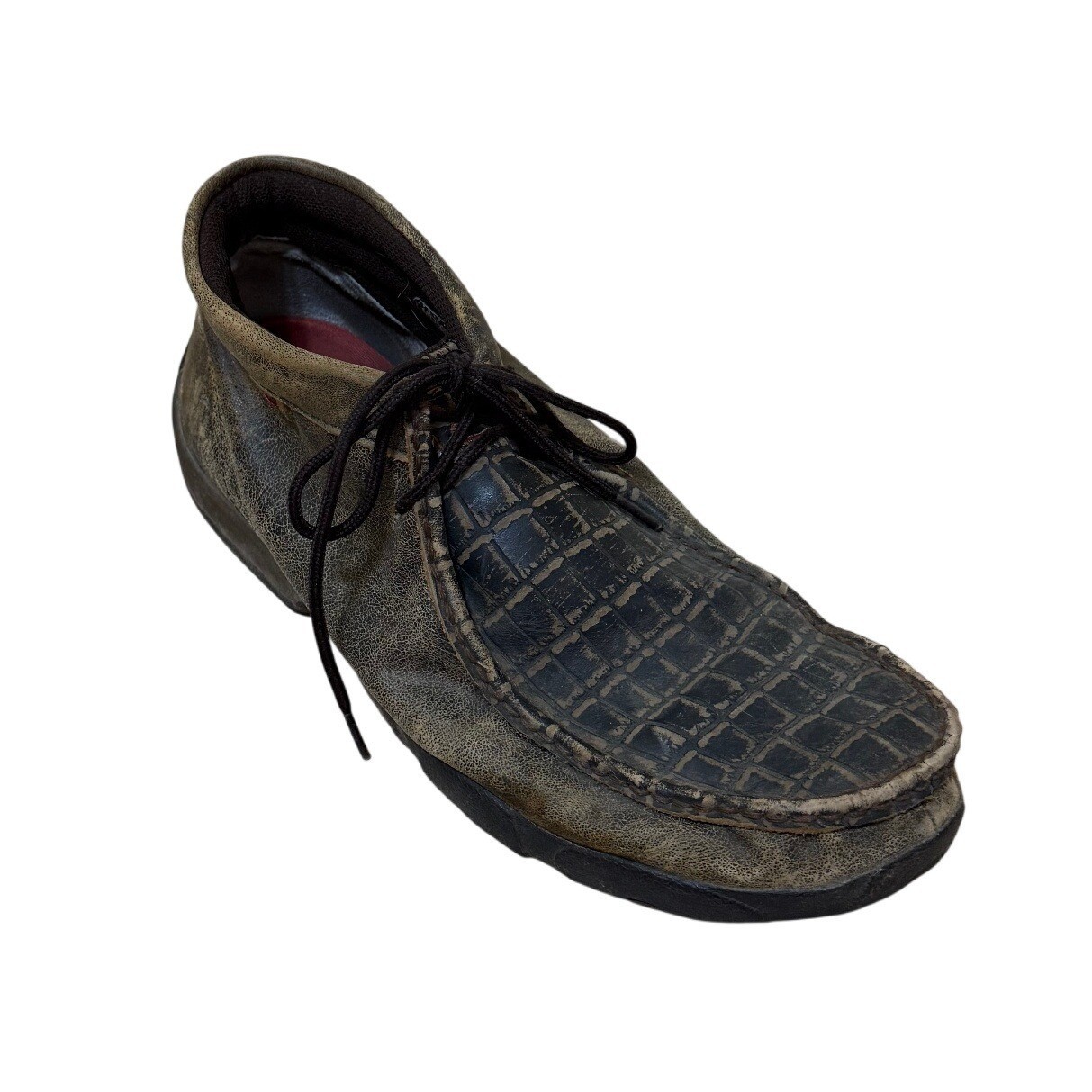 Twisted X Men Driving Moc 13 Brown Leather Croc Print Chukka Distressed Western