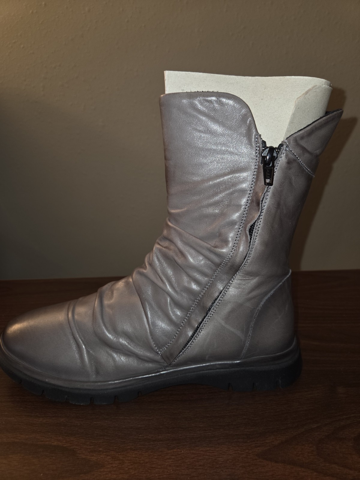 Miz Mooz Delena Ruched Leather Mid-Shaft Boots Women’s EU 40 US 9-9.5