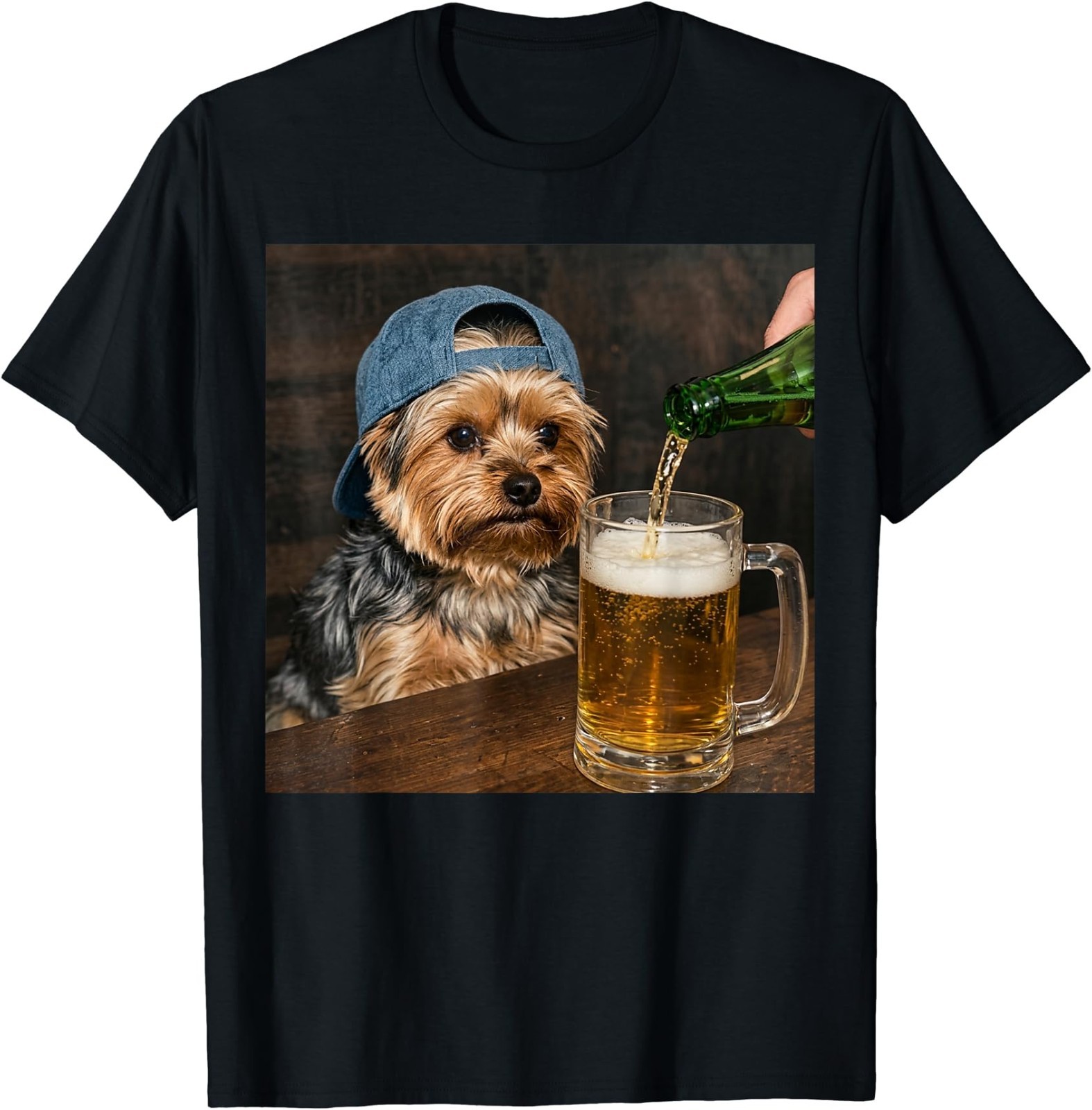 Yorkie Drinking Beer Funny Dog Meme T-Shirt