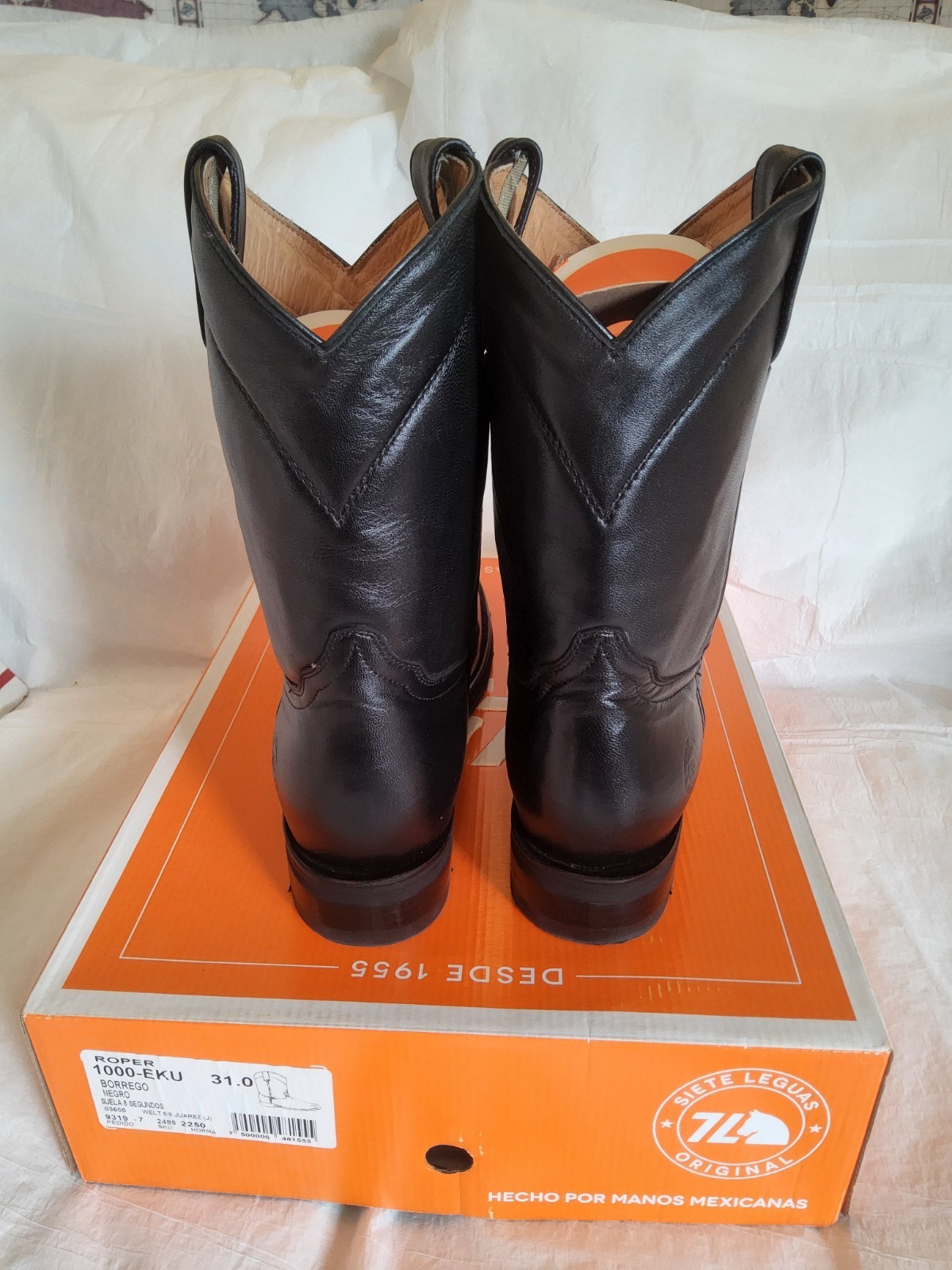 Size 13 EE – USED 7L Siete Leguas Roper Black (31 MEX)