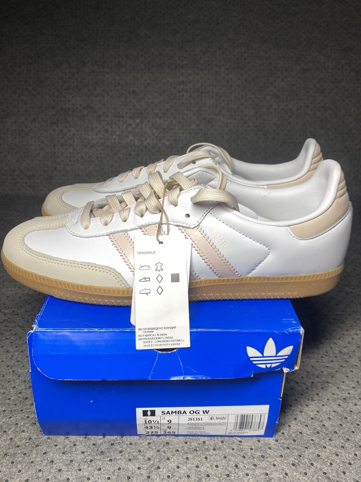 Adidas SAMBA OG W JS1351 Sneakers Women’s Size 10 1/2 White/ Pink Stripes NWT