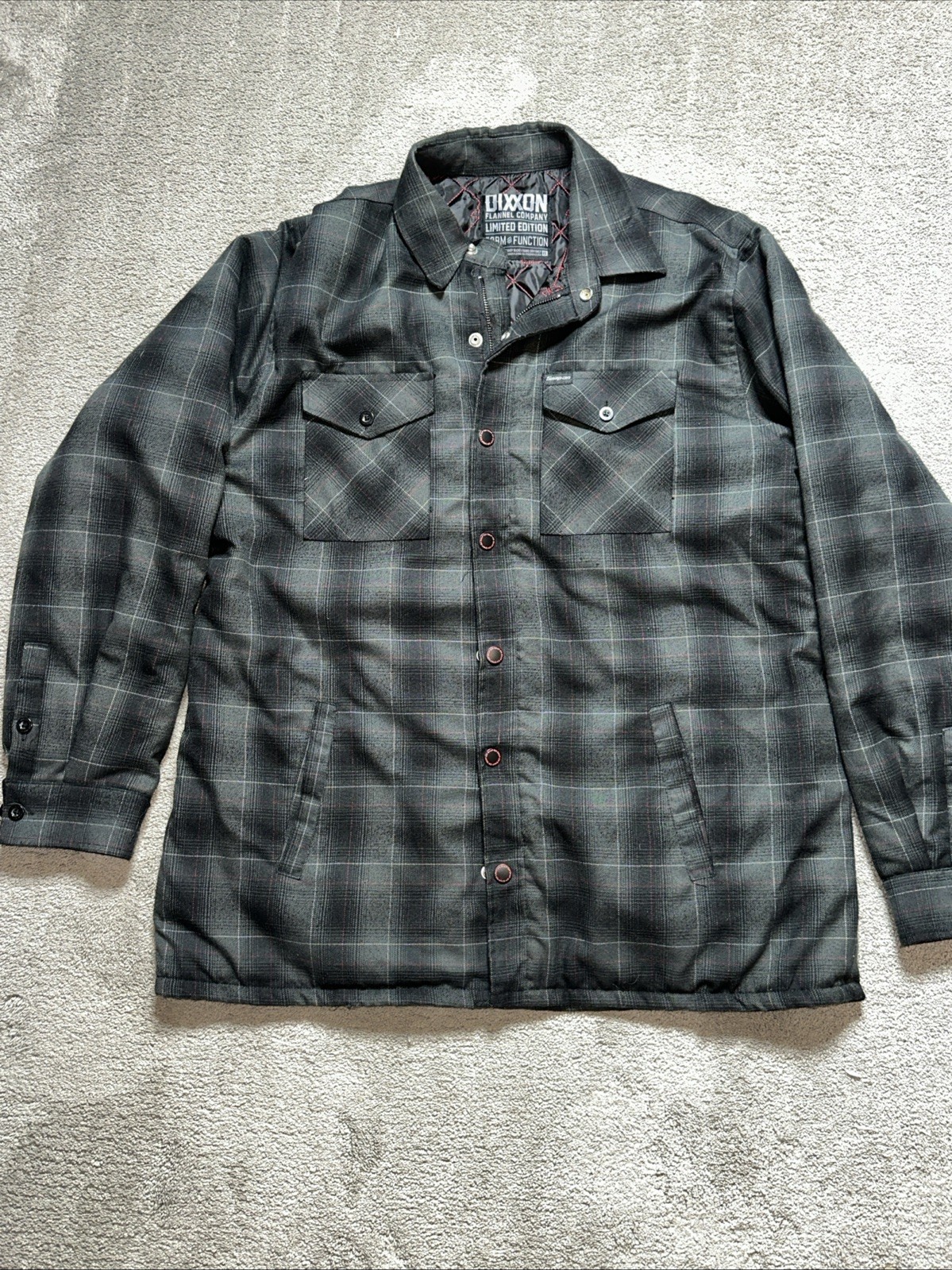 Dixxon Snap-On Jacket Mens XL Plaid Quilted Flannel Workwear Snap On Limited
