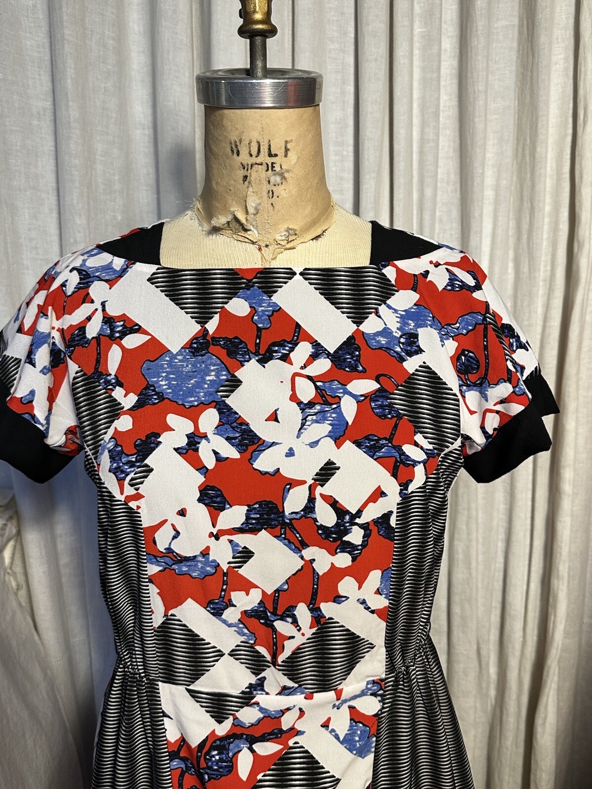 Peter Pilotto Womens Abstract Floral Stripe S Sleeve Knee L Dress Sz 6 used
