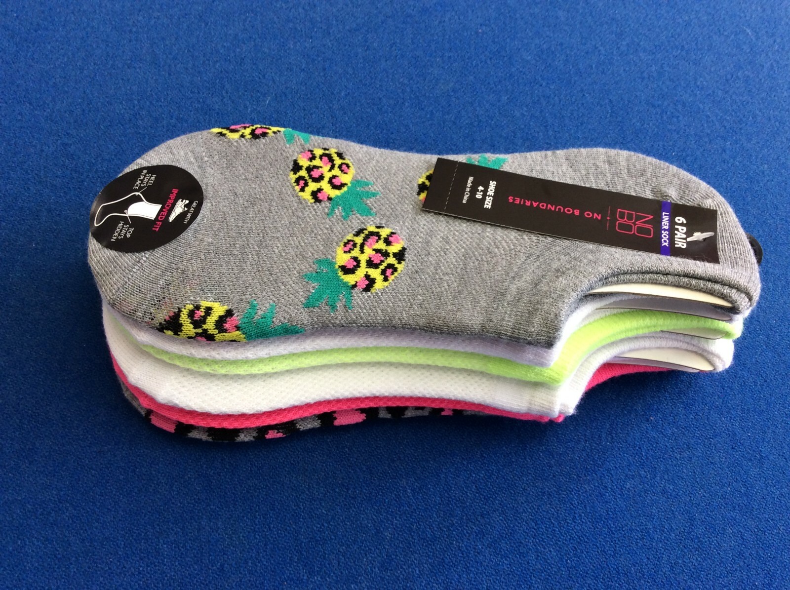 Women’s NOBO liner socks, in various styles and colors, Size 4-10, 6 pair