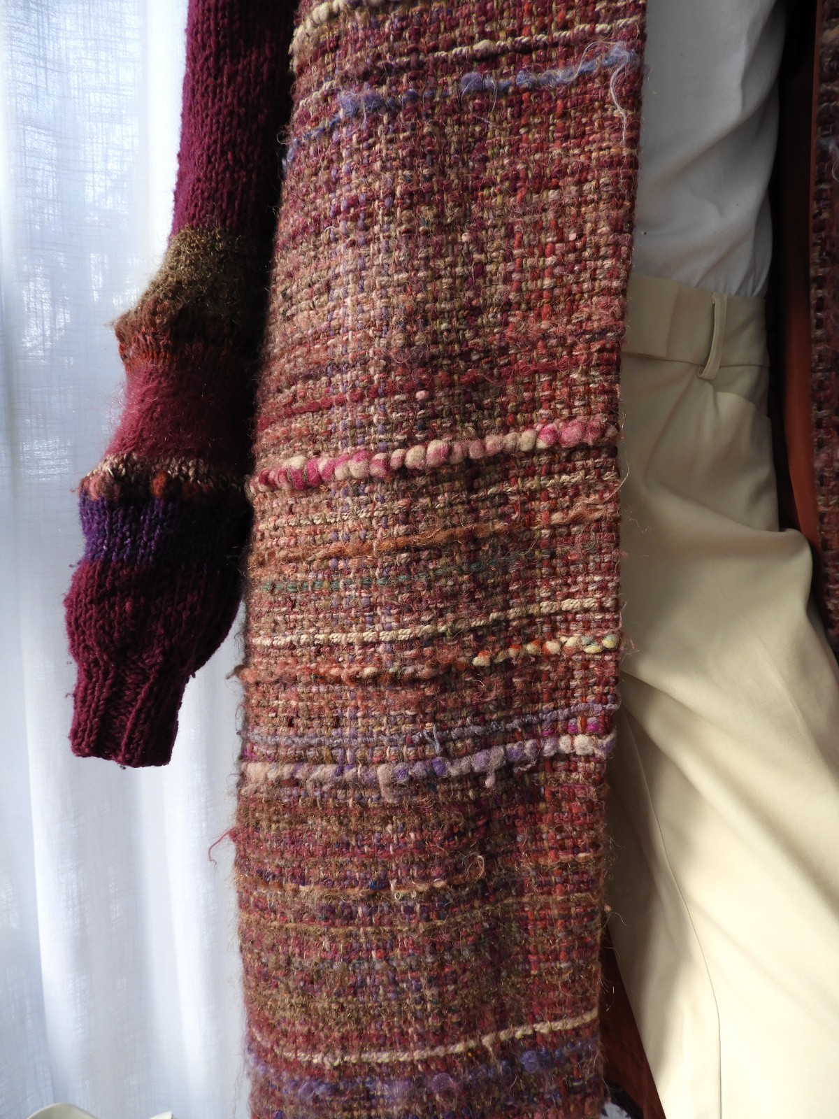Vtg 1970’s Retro Wool Purple Hand Woven Boho Knit Coat Avant Garde sz S/M
