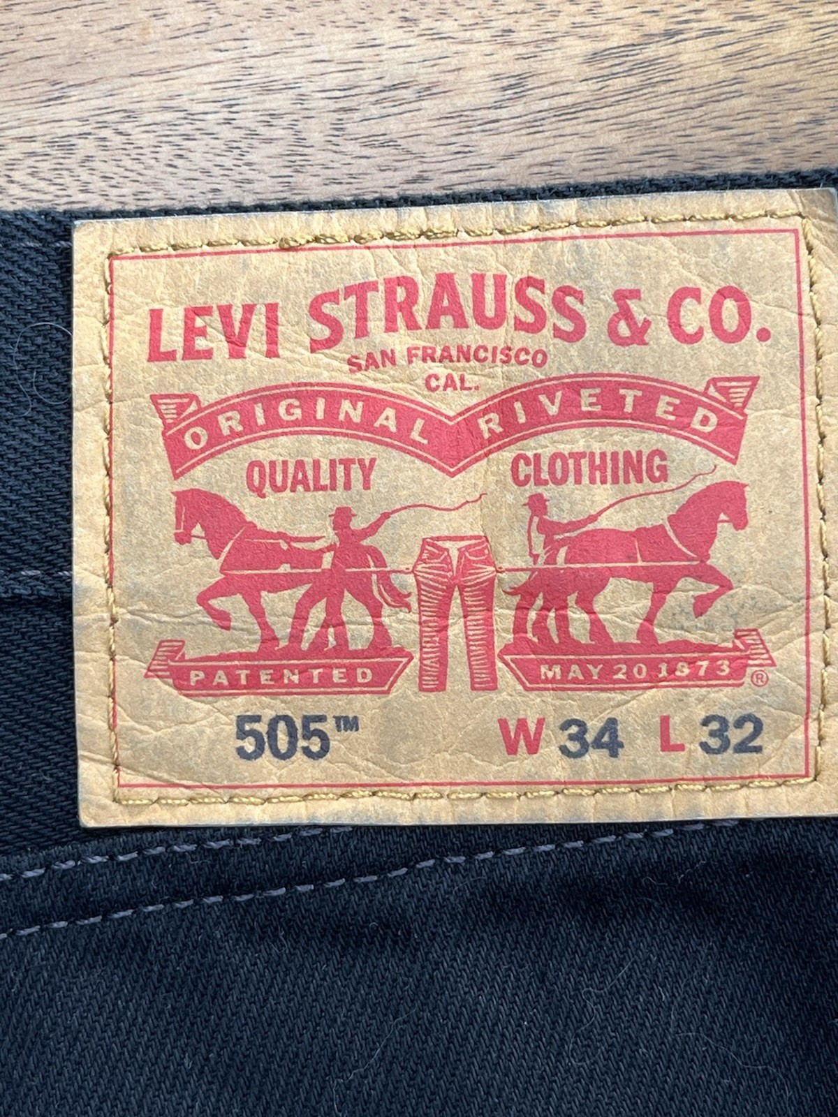 Levi’s 505 Men’s Regular Fit Jean 34Wx32L – Black Straight Leg Denim Pants NWT