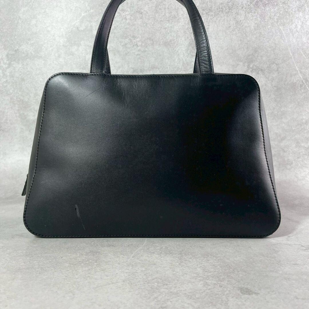 Burberry Nova Check Leather Canvas Handbag Black Beige Auth