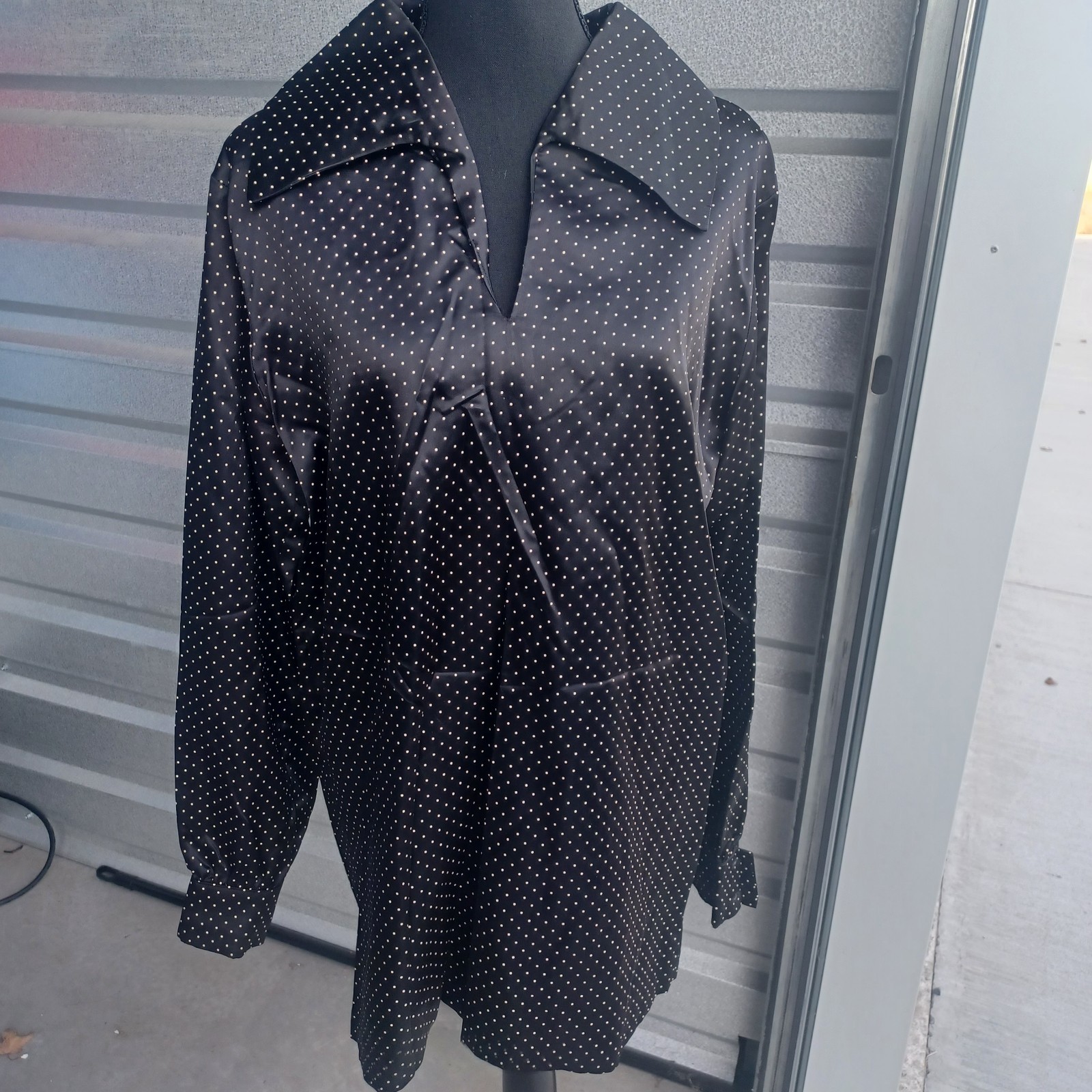 The Towner 1970s Vtg Silky Career Blouse Secretary Polka Dots Whimsygoth Top