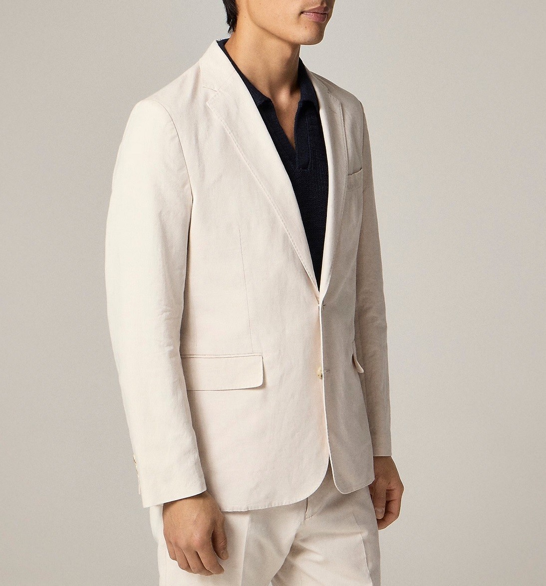 JCREW blazer Ludlow ivory cotton linen 42 off-white unlined suit jacket slim 42R