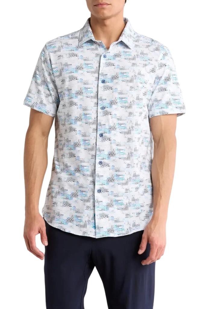 ROBERT GRAHAM Perez Classic Fit Woven Shirt in White Multi Size ﻿2XL