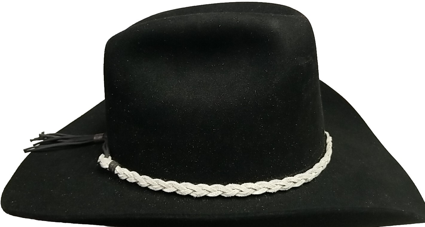 BRAIDED White HATBAND Genuine LEATHER for Western Cowboy Cowgirl Hats Hat Band