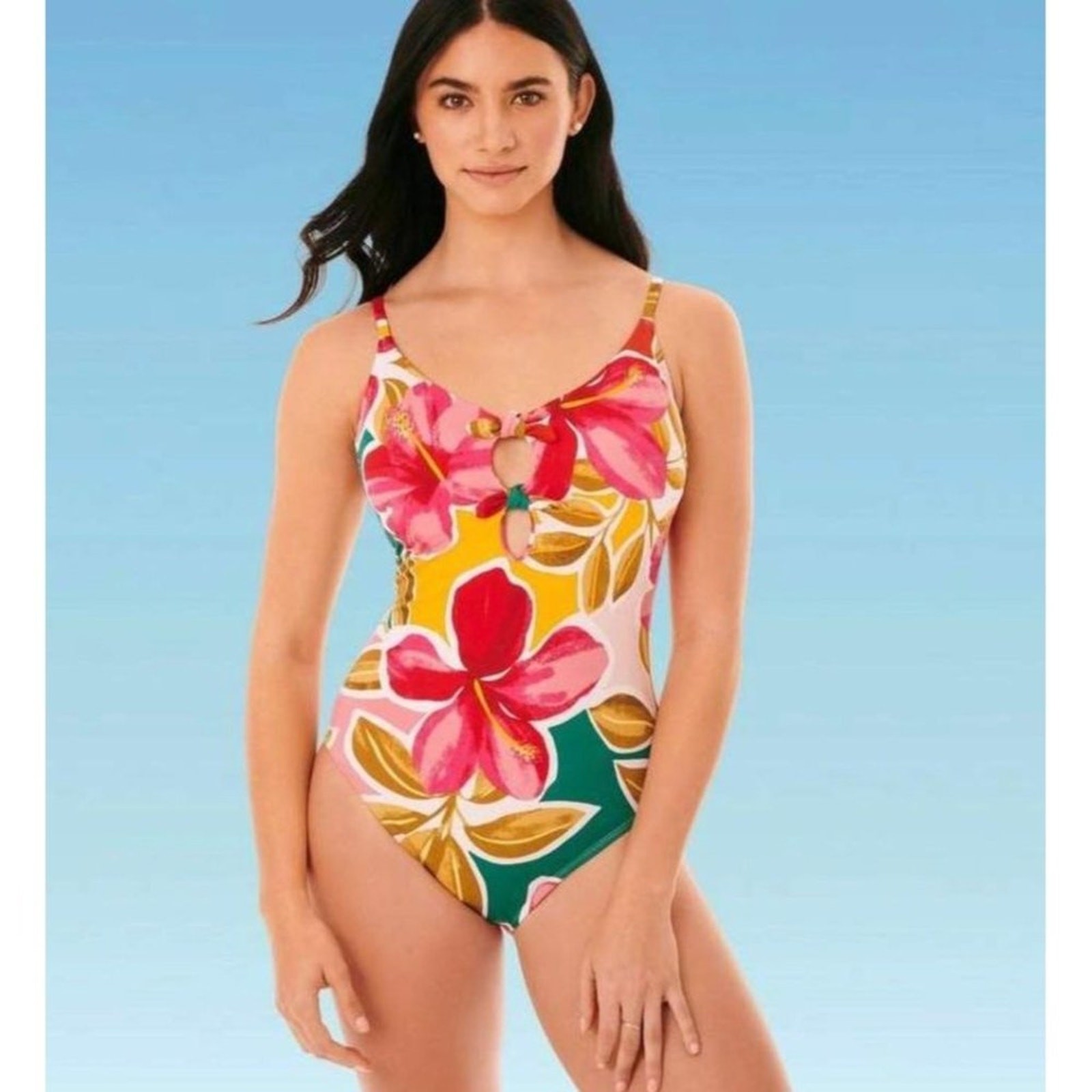 Miracle Brands Slimming Control Pink White Swimsuit NWT Size Small