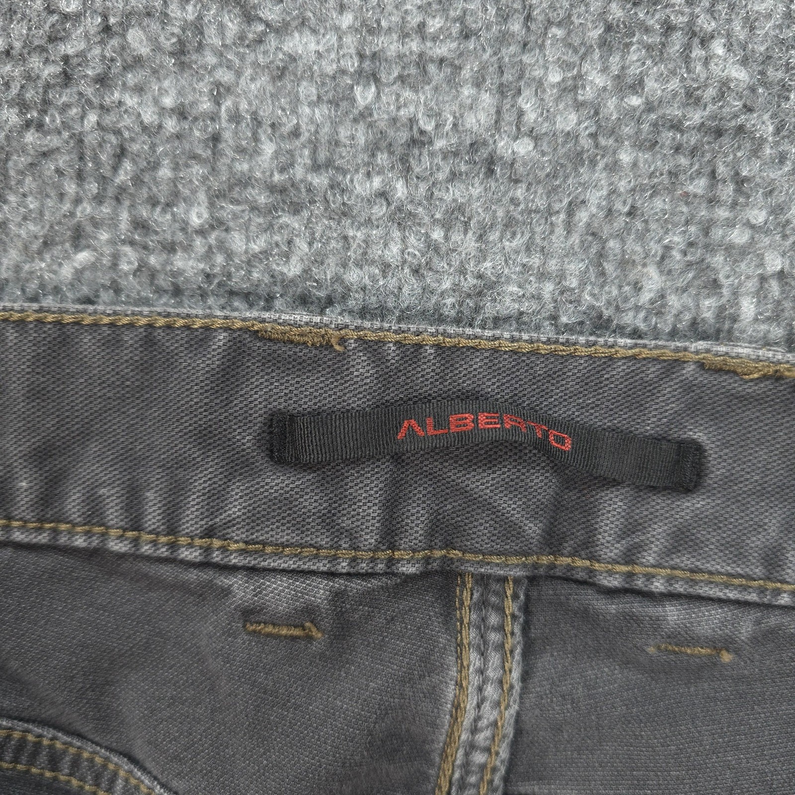 Alberto Jeans Mens 36×30 Gray Modern Fit Vintage Canvas Denim Stretch Casual
