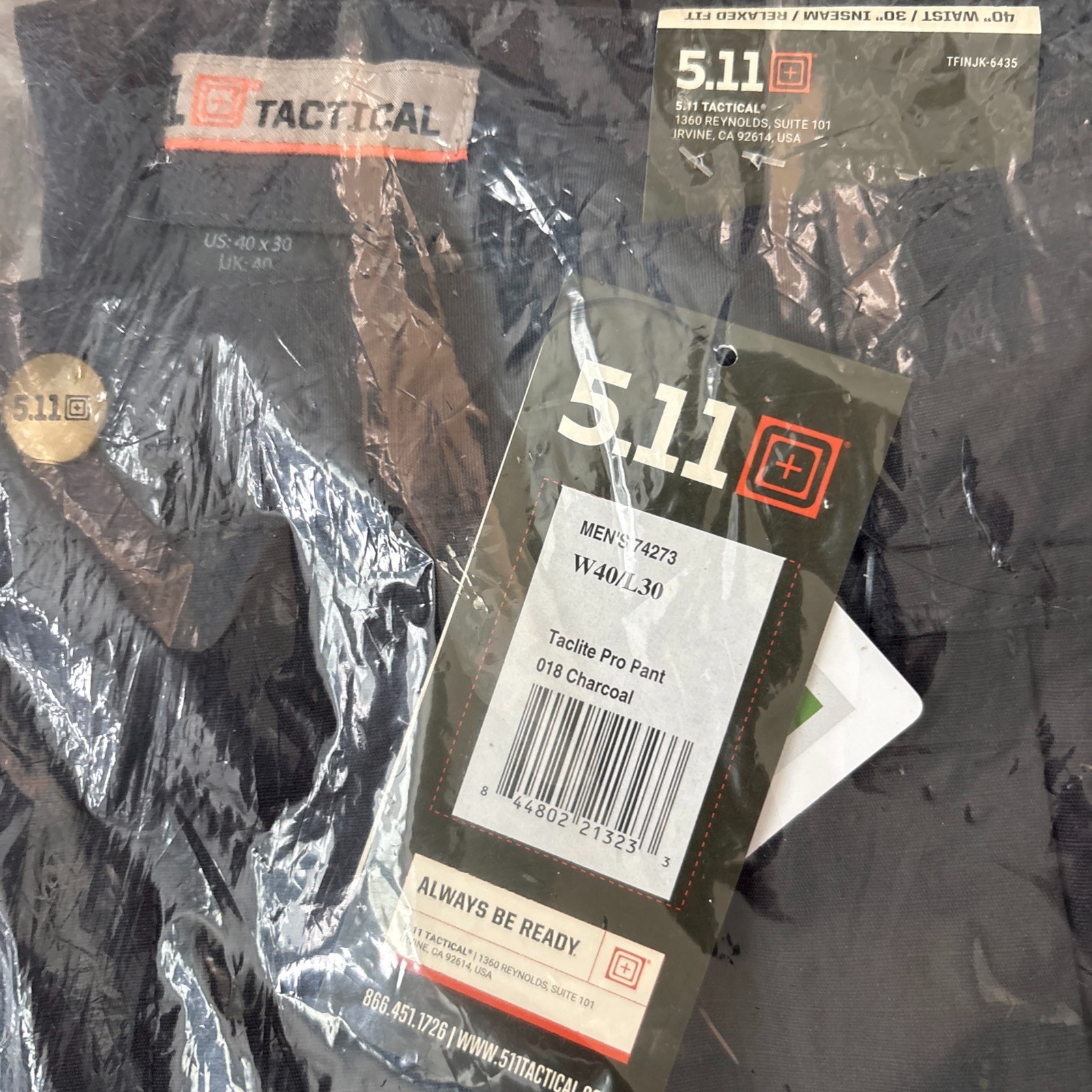 NWT 5.11 Tactical Taclite Pro RipStop Cargo Pants – 40×30 – Gray – 74273 – NEW!