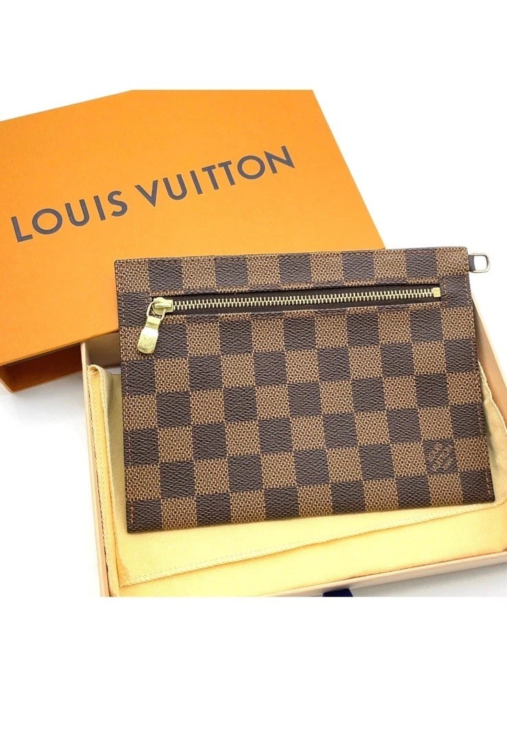 Authentic Louis Vuitton Damier Ebene Clifton N51149 Pouch Only W/Box/Dustbag