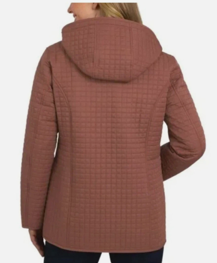 Lands’ End Quilted Jacket with Hood Red Women’s Large