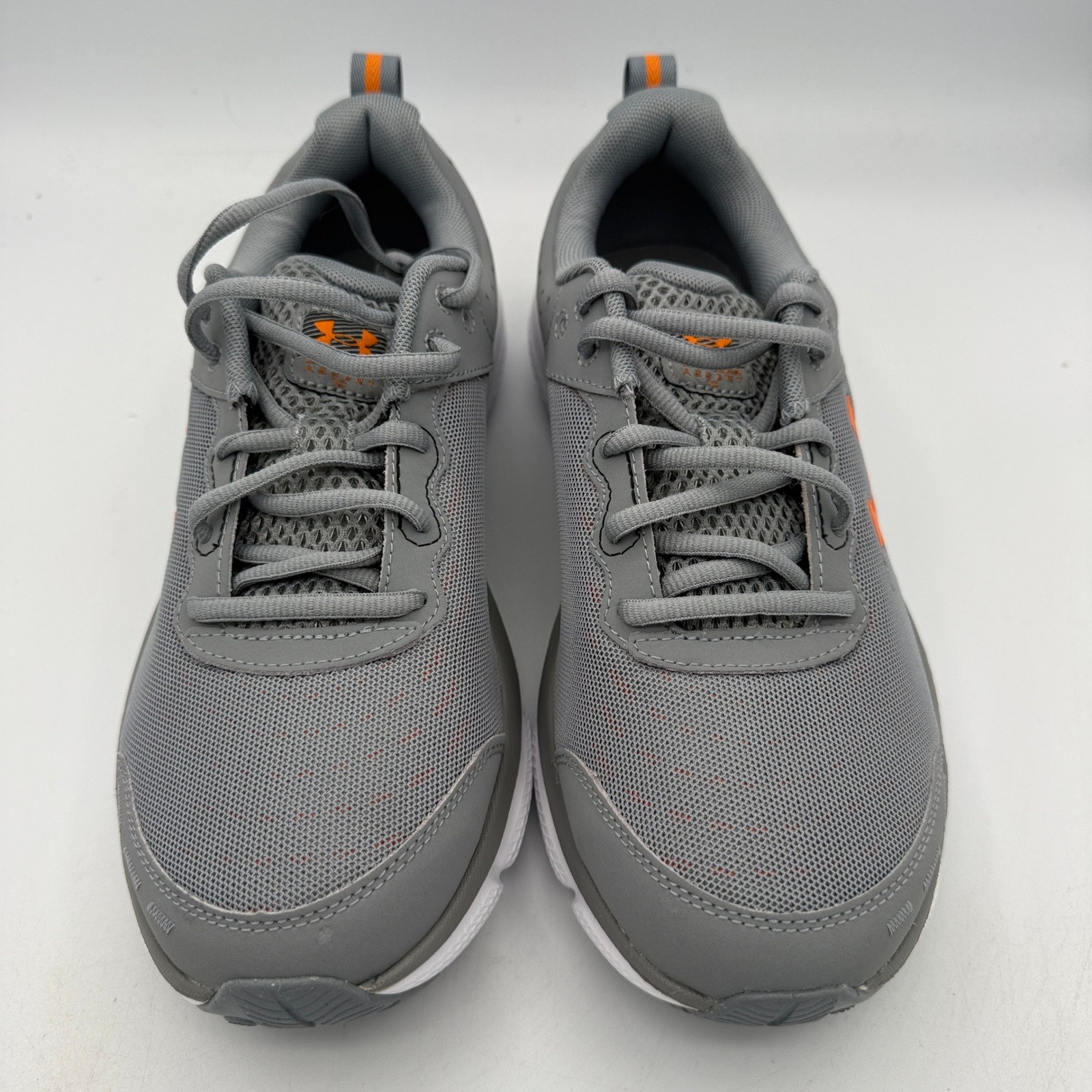 Under Armour Charged Assert 10 Shoes Mens 8.5 Grey Orange Running 3026175-105