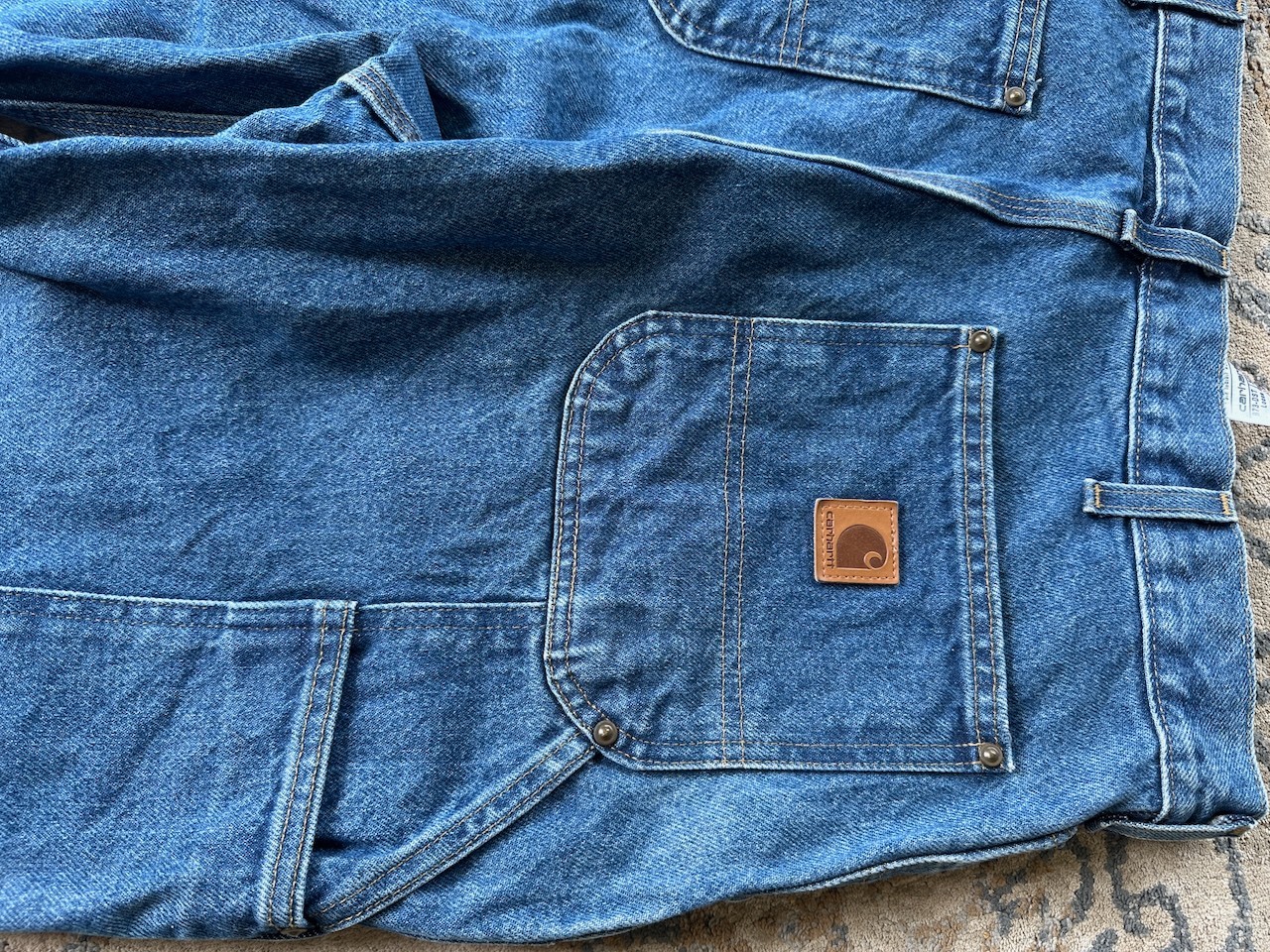 Carhartt B73-DST Double Knee Denim Jeans 34×30 Men’s Loose Fit Carpenter Pants