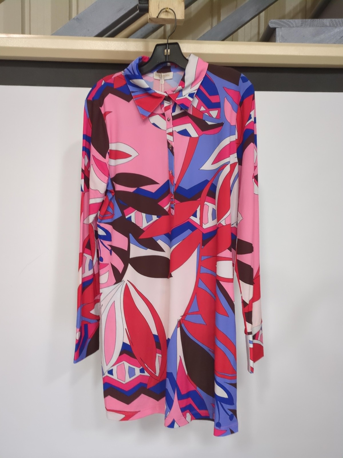 Ramy Brook Women’s Berenice Retro Printed Long Sleeve Mini Dress, Rosa Paradiso