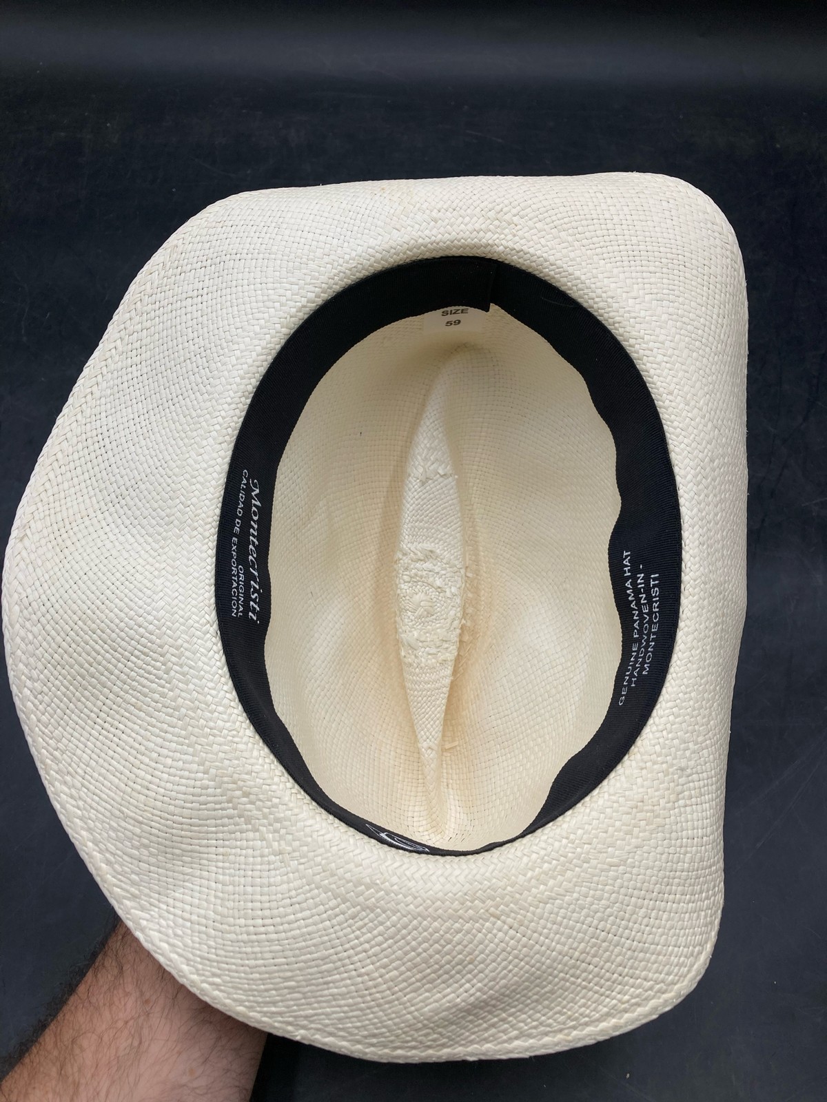Montecristi Hand Woven Toquilla Straw Genuine Panama Hat Size 59
